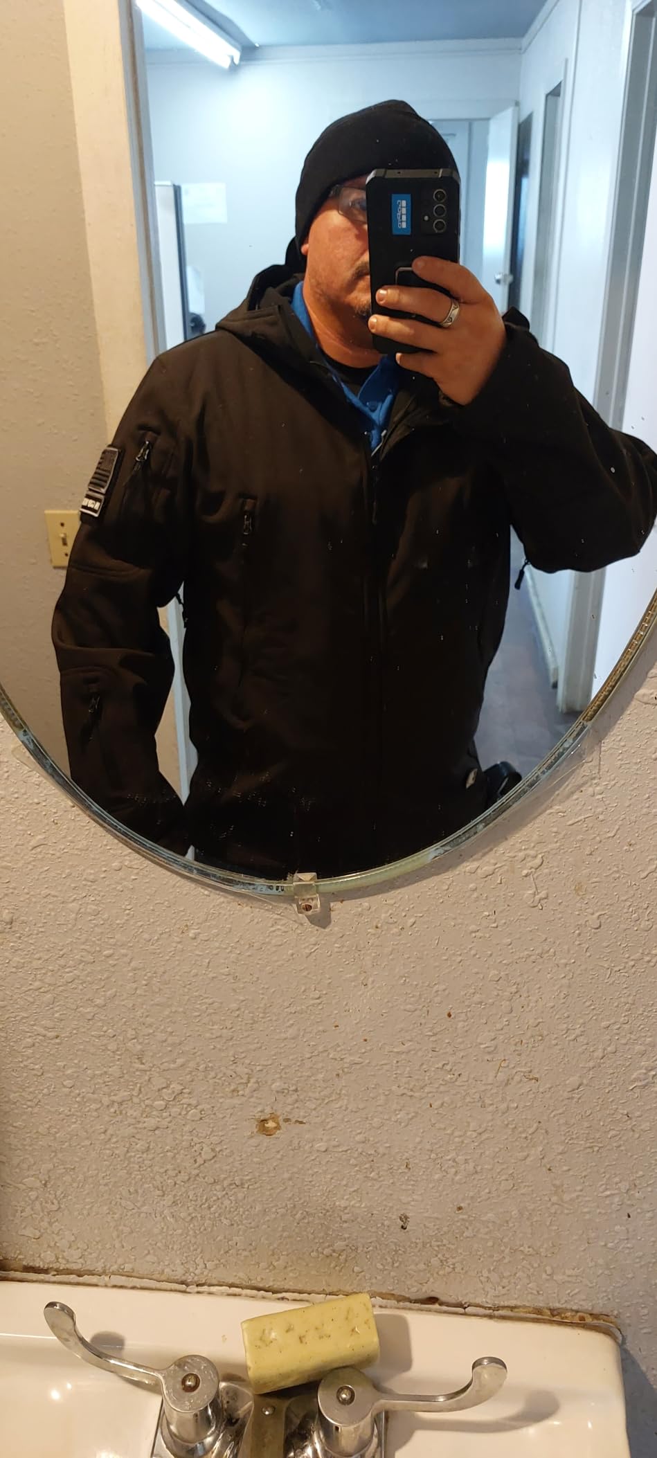 FREE SOLDIER Men's Hooded Waterproof Rain Fleece Lined Softshell Jacket customer photo 2