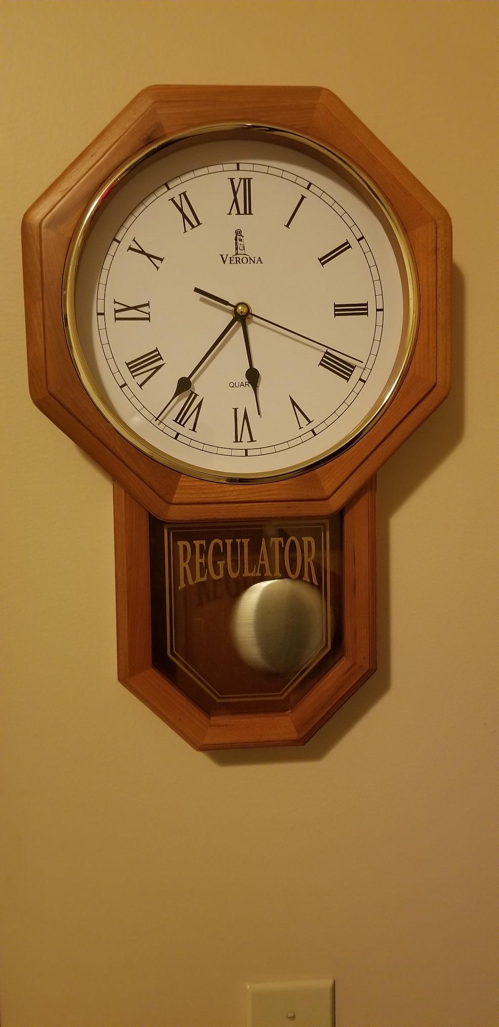 Pendulum Wall Clock, Real Wood Regulator Clock, Quiet, Non-Chiming, Wooden customer photo 1