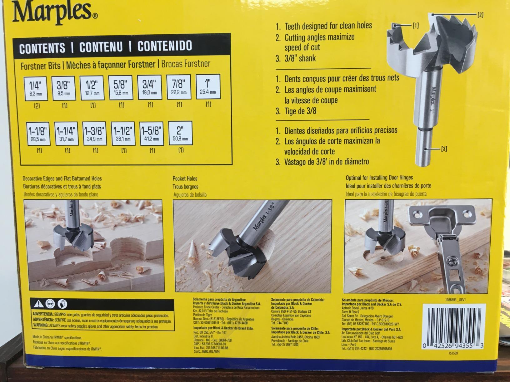 IRWIN Marples Forstner Bit Set, Wood Drill Bits, Made of Carbon Steel, Ideal for Fine Woodworking, Cabinet-Making and More, 14 Pieces (1966893) customer photo 1
