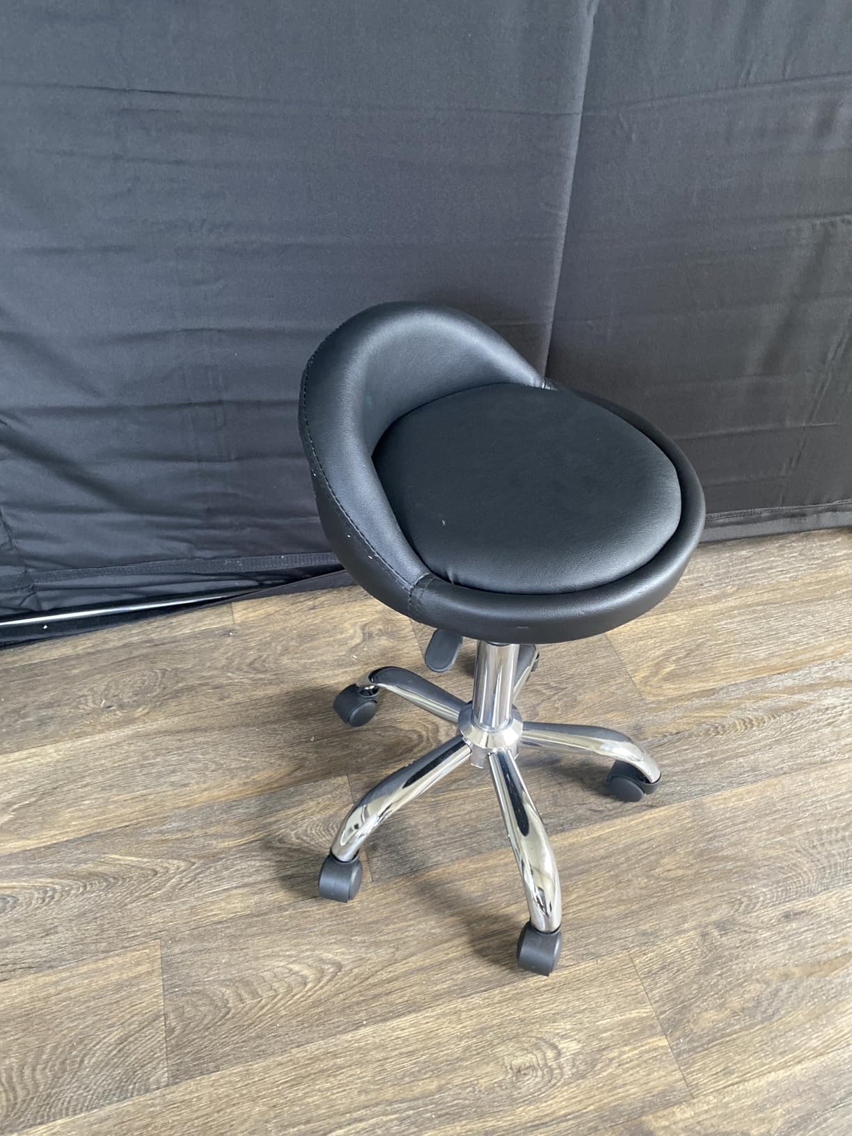 SUPER DEAL Adjustable Height Hydraulic Rolling Swivel Salon Stool Chair, Tattoo Facial Massage Spa Medical Stool with Backrest Wheels, Black customer photo 2