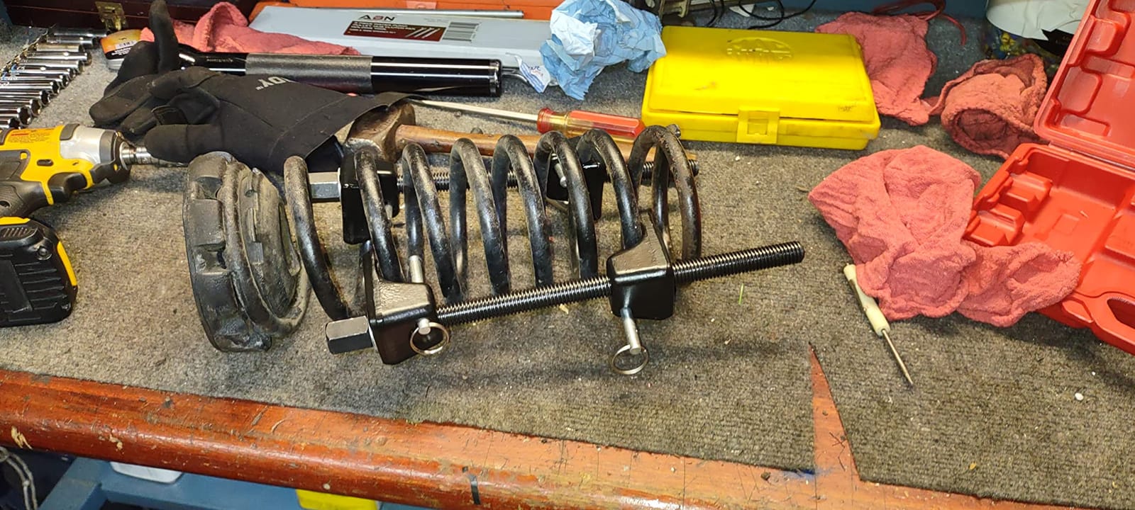ATP MacPherson Strut Spring Compressor | MacPherson type suspension, carbon steel forged rod not welded, 7/8 inch socket 1/2 inch drive, safety locking pins customer photo 2