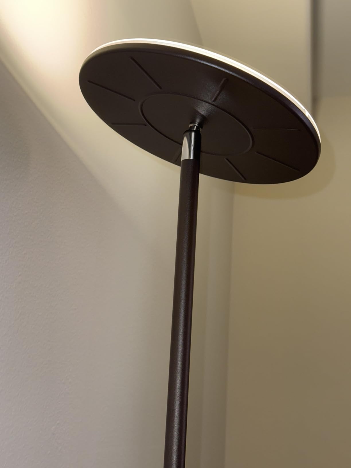 Brightech Sky LED Floor lamp, Torchiere Super Bright Floor Lamp for Living Room Decor & Office - Dimmable, Tall Standing Torch Lamp with Warm Light for Bedroom & Reading - Gold Brass customer photo 2
