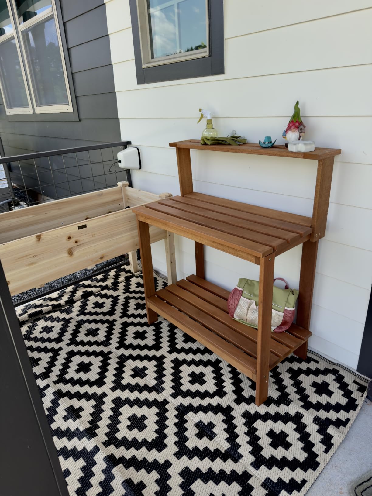 Furinno Tioman Outdoor Potting Bench with Storage Shelf, Natural customer photo 2