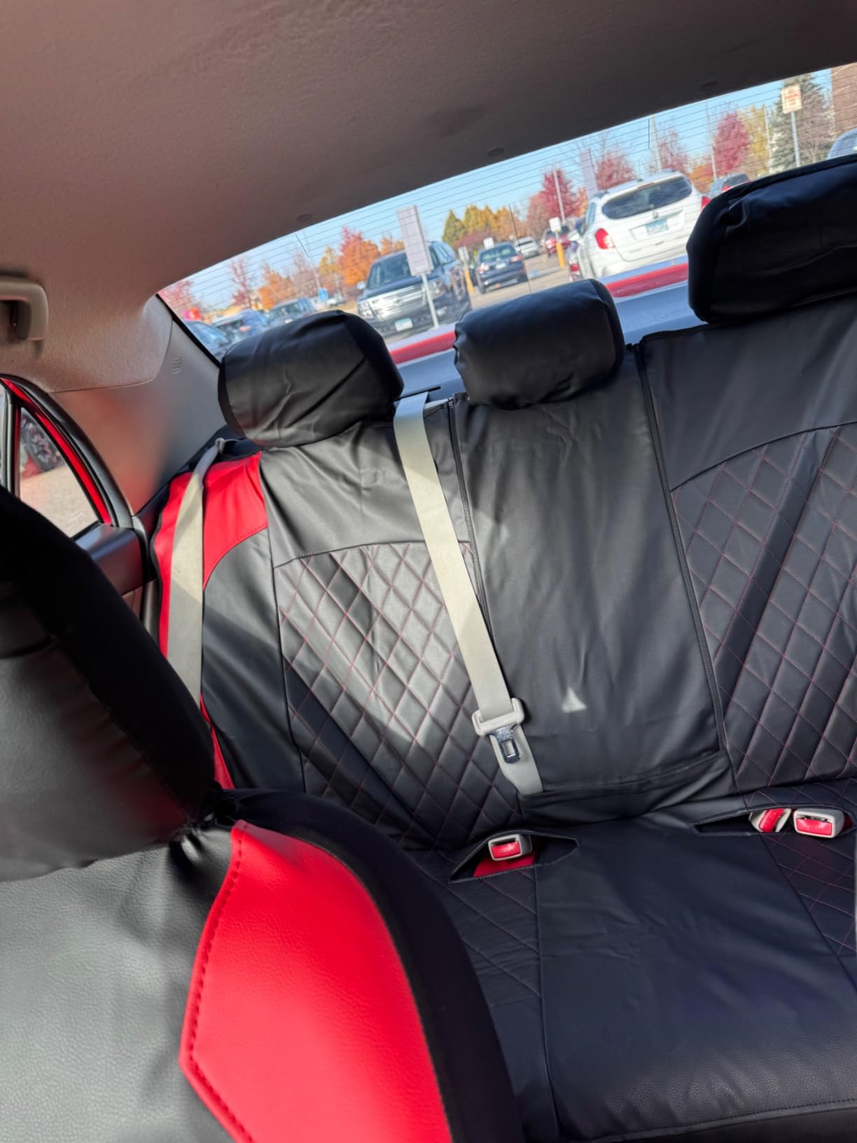 Universal Deluxe Pu Luxury Vinyl Faux Leather Car Seat Covers Full Set, Airbag Compatible, Breathable, Fit for Cars, Trucks, SUV (All Black) customer photo 2