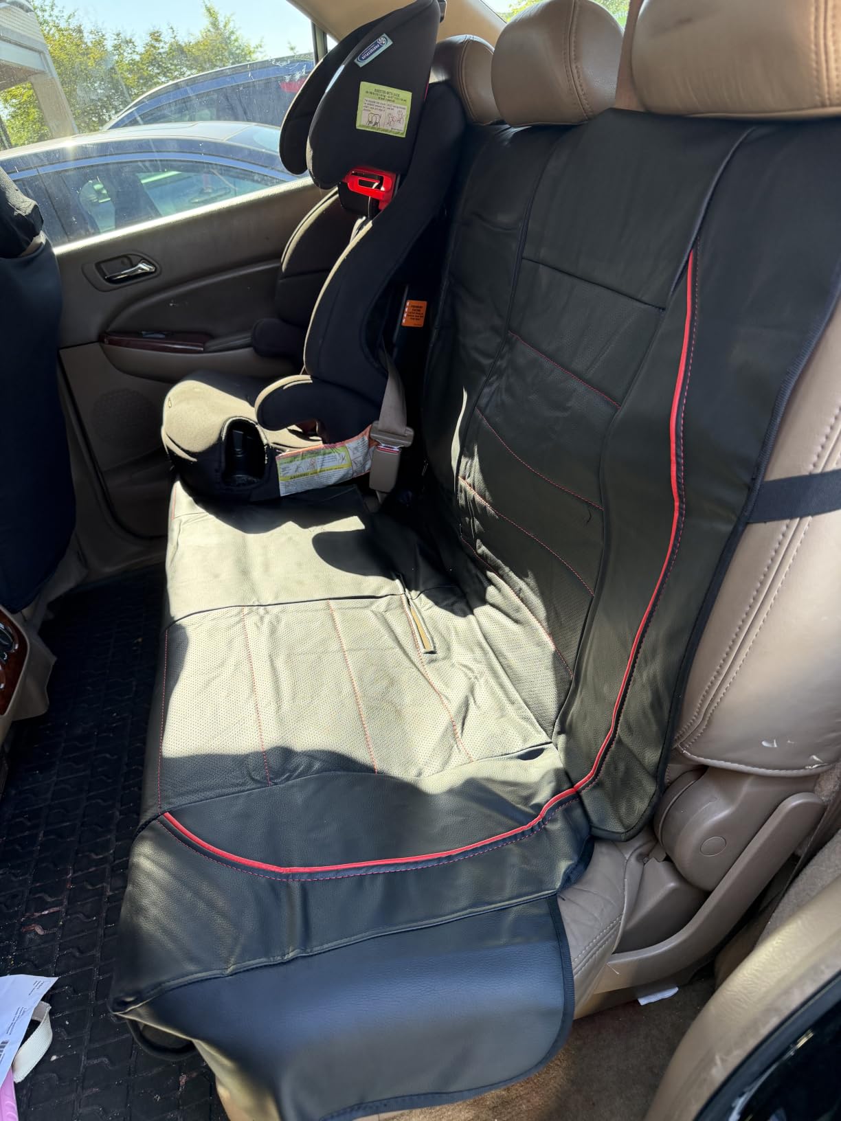 CAR PASS Universal FIT Piping Leather Car Seat Cover, for suvs,Van,Trucks,Airbag Compatible,Inside Zipper Design and Reserved Opening Holes (Full Set, Black and Red) customer photo 1