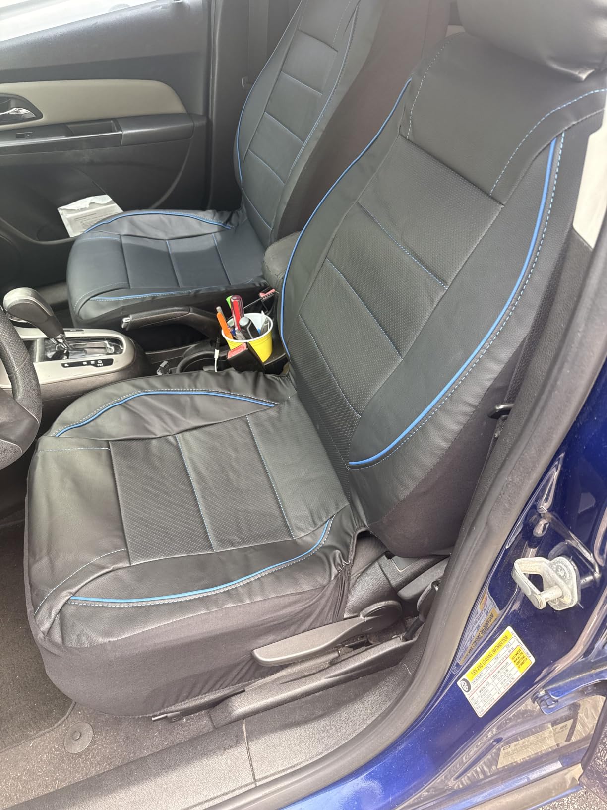 CAR PASS Universal FIT Piping Leather Car Seat Cover, for suvs,Van,Trucks,Airbag Compatible,Inside Zipper Design and Reserved Opening Holes (Full Set, Black and Red) customer photo 2