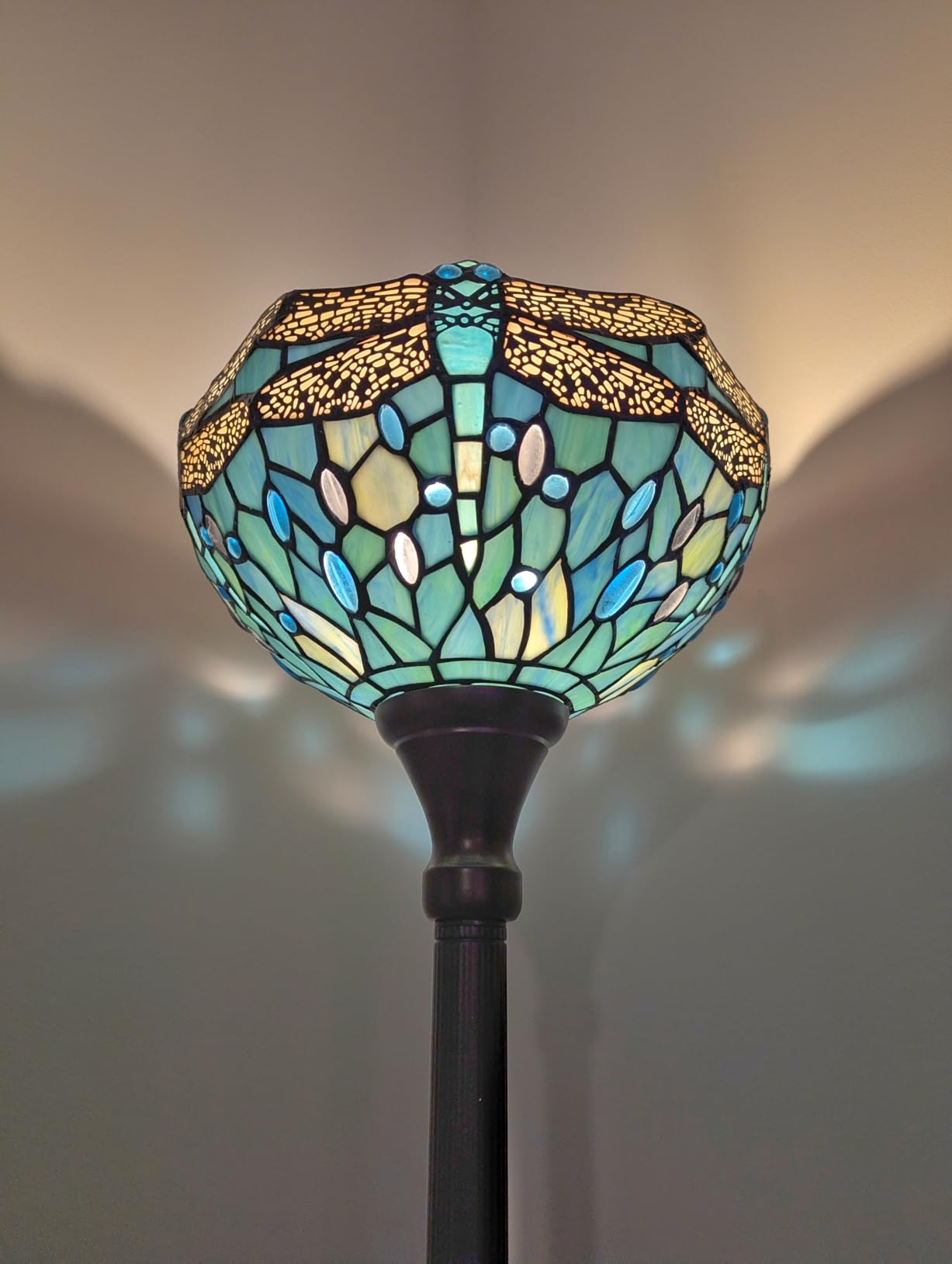 WERFACTORY Tiffany Floor Lamp Sea Blue Stained Glass Torchiere Pole Light customer photo 1