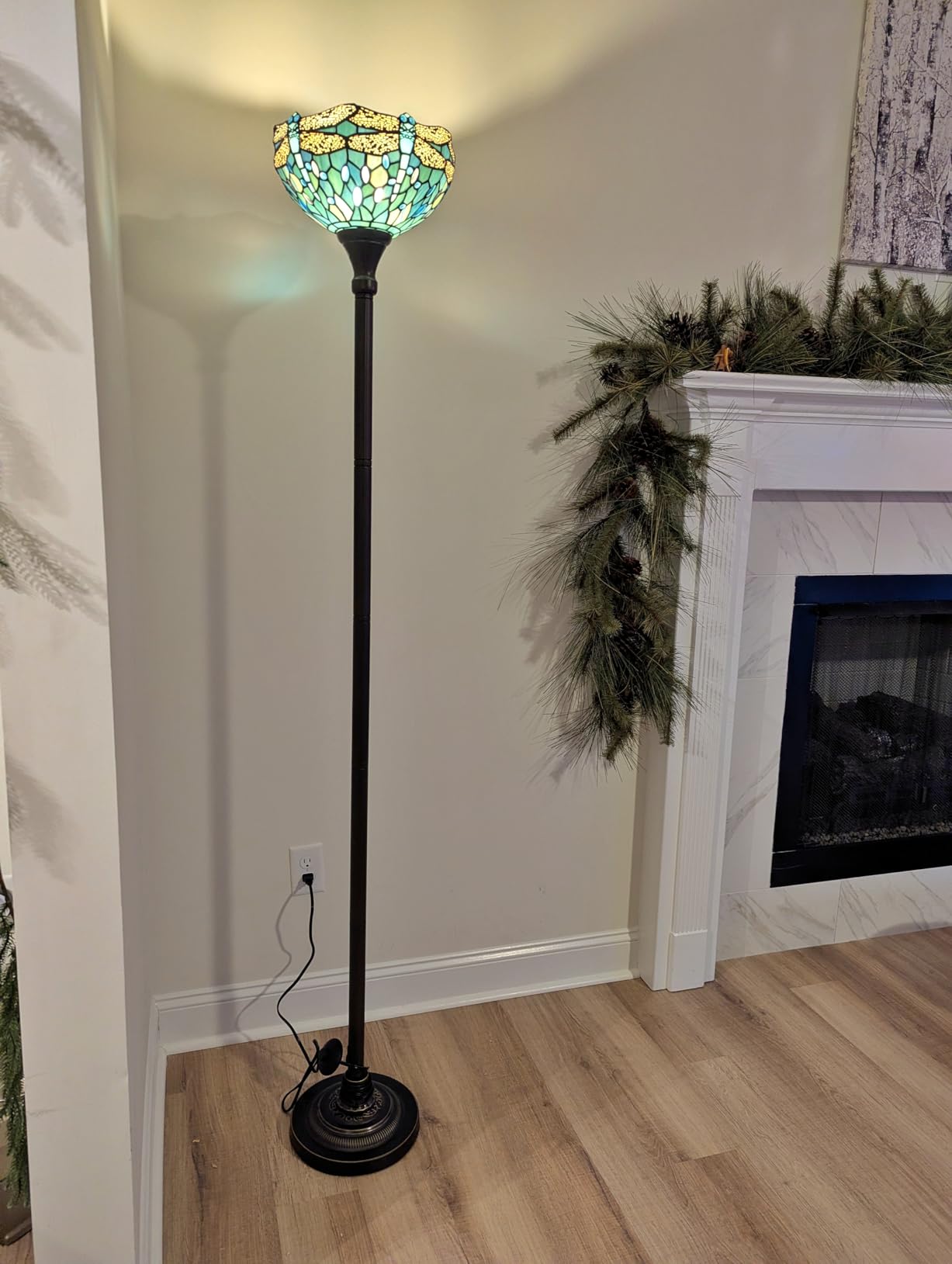 WERFACTORY Tiffany Floor Lamp Sea Blue Stained Glass Torchiere Pole Light customer photo 2