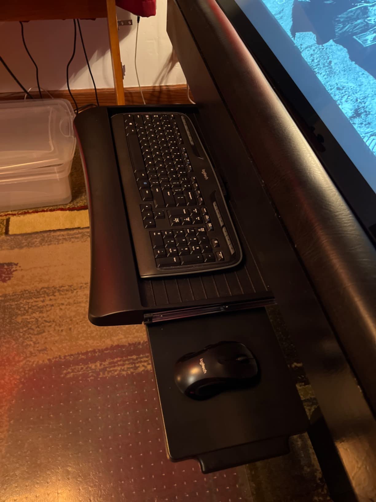 Mount-It! Keyboard Tray Under Desk with Adjustable Mouse Platform - Easy-Glide Sliding Drawer Under Desk Slide Out - Ergonomic Under Key Board Shelf for Office, Gaming, and Workstations customer photo 2