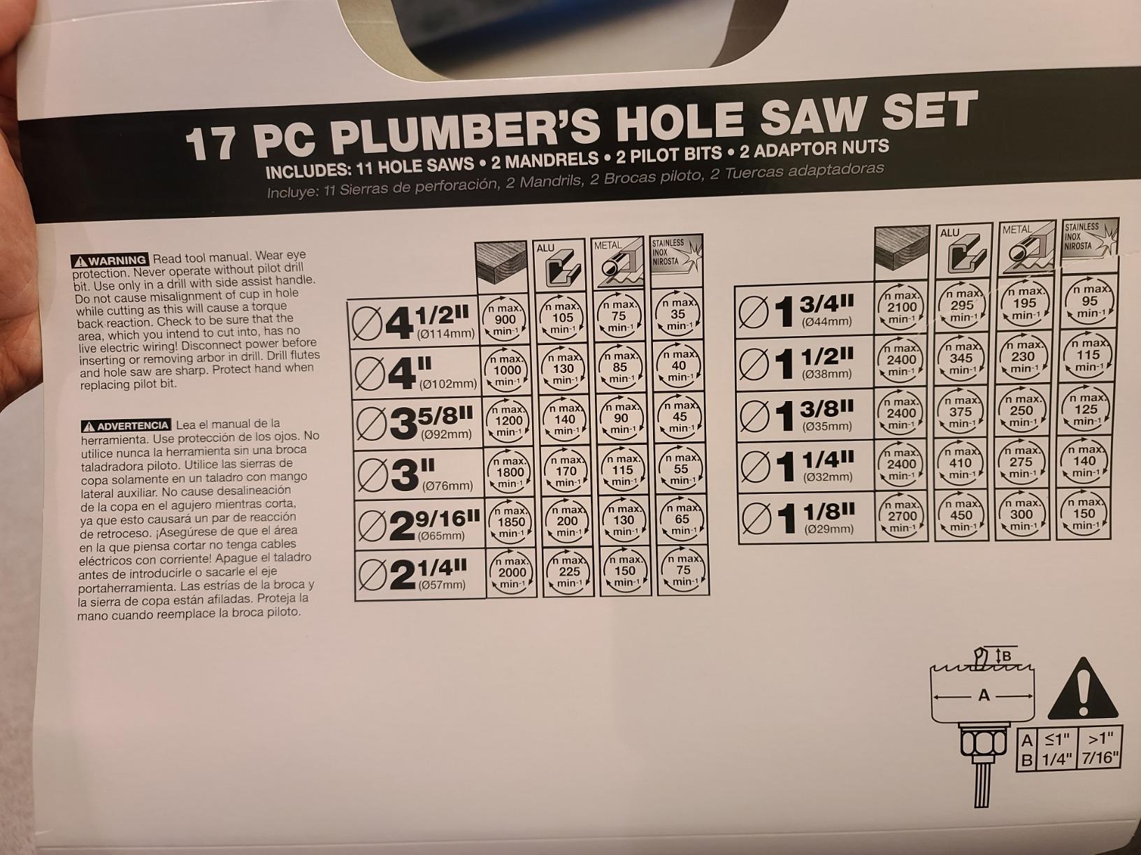Diablo Bi-Metal Hole Saw Set for Plumbers - 2-3/8