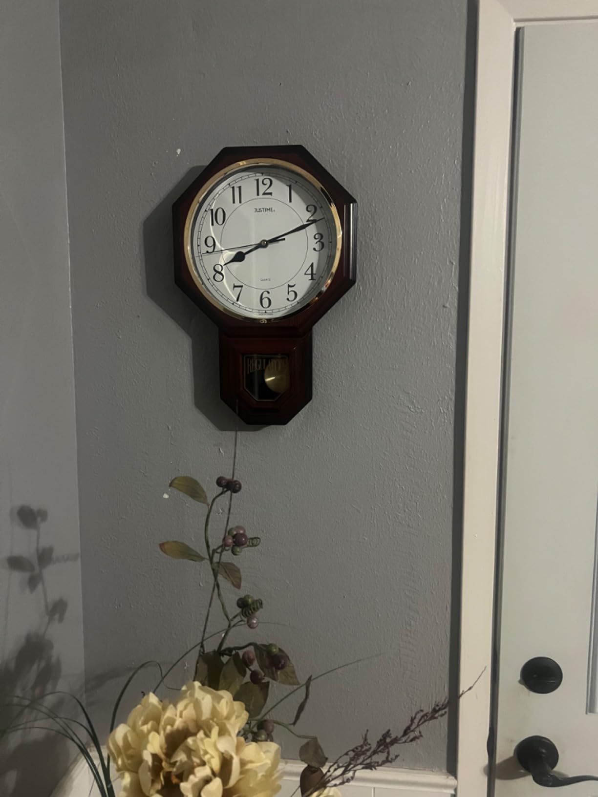 JUSTIME Pendulum Wall Clock with Westminster Chime, 17.5