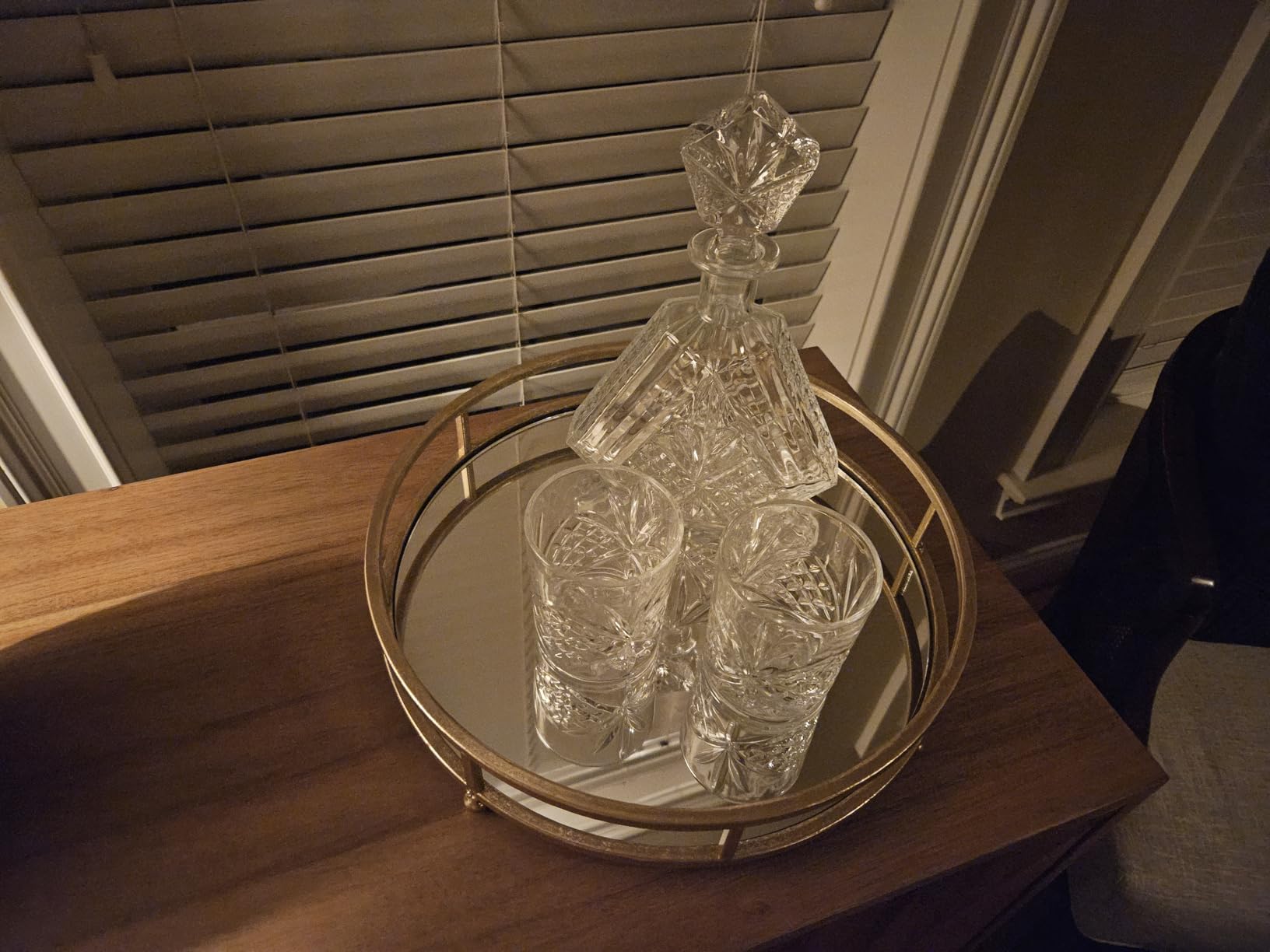 Whiskey Decanter Set with 2 Old Fashioned Whisky Glasses for Liquor Scotch Bourbon or Wine - Irish Cut Triangular Clear customer photo 1