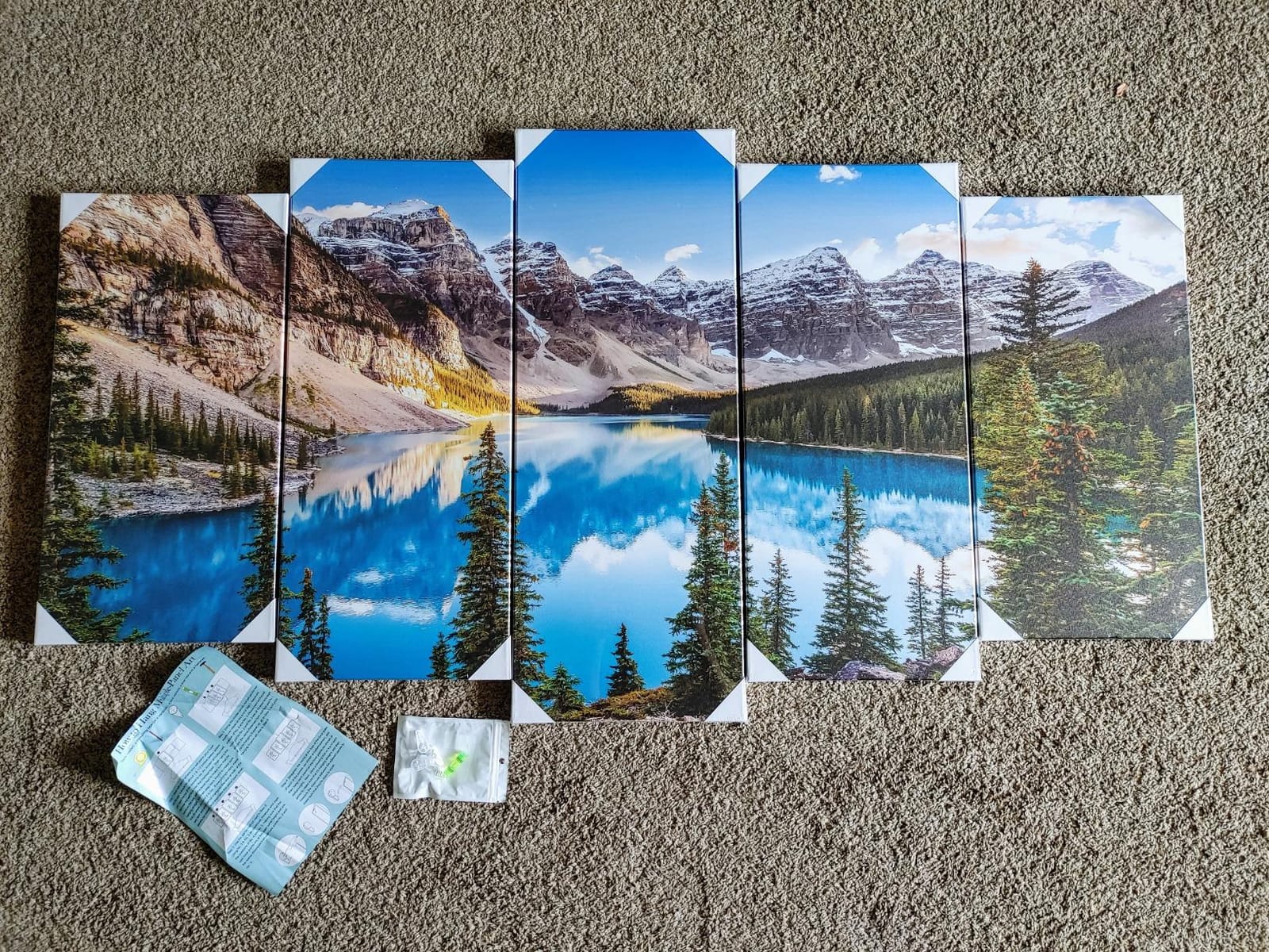 KREATIVE ARTS - 5 Pieces Canvas Prints Wall Art Canada Moraine Lake And Rocky Mountain Landscape Pictures Modern Canvas Painting Giclee Artwork For Home Decoration (Large Size 60x32inch) customer photo 1