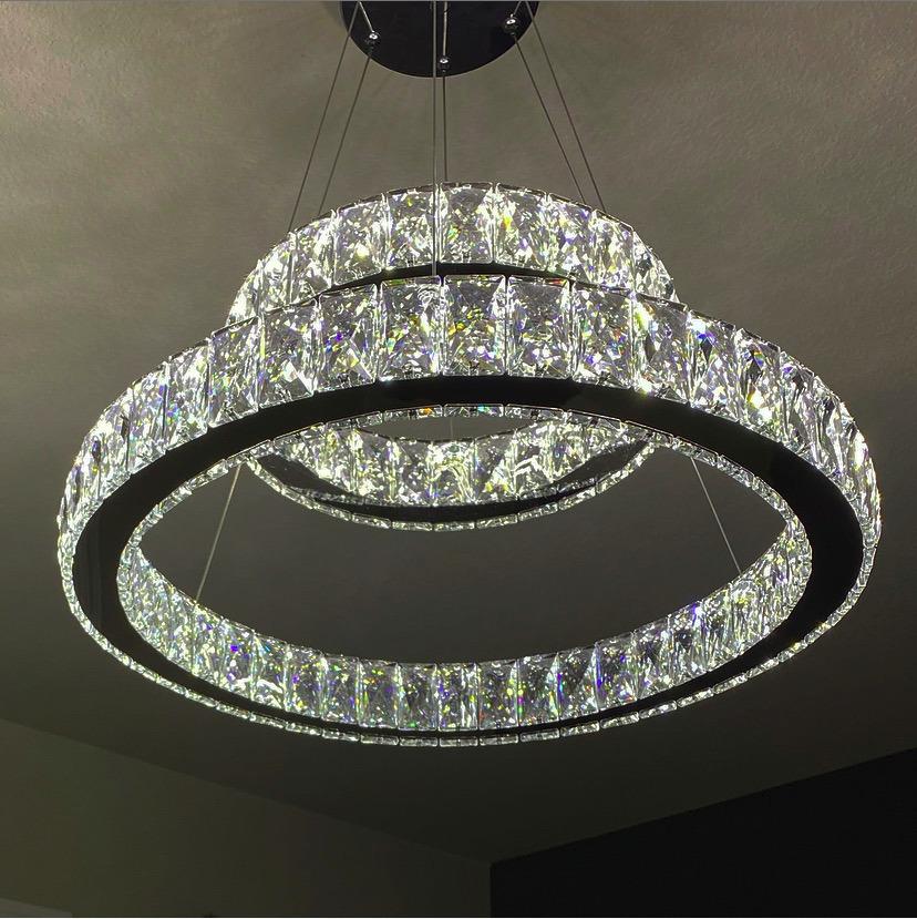 Crystal Chandeliers Modern Sphere Orb Chandelier Globe Cage Round Pendant Lights Fixtures Lighting Dining Room Contemporary Ceiling Light Adjustable Shape DIY Design D23.6 inches customer photo 1