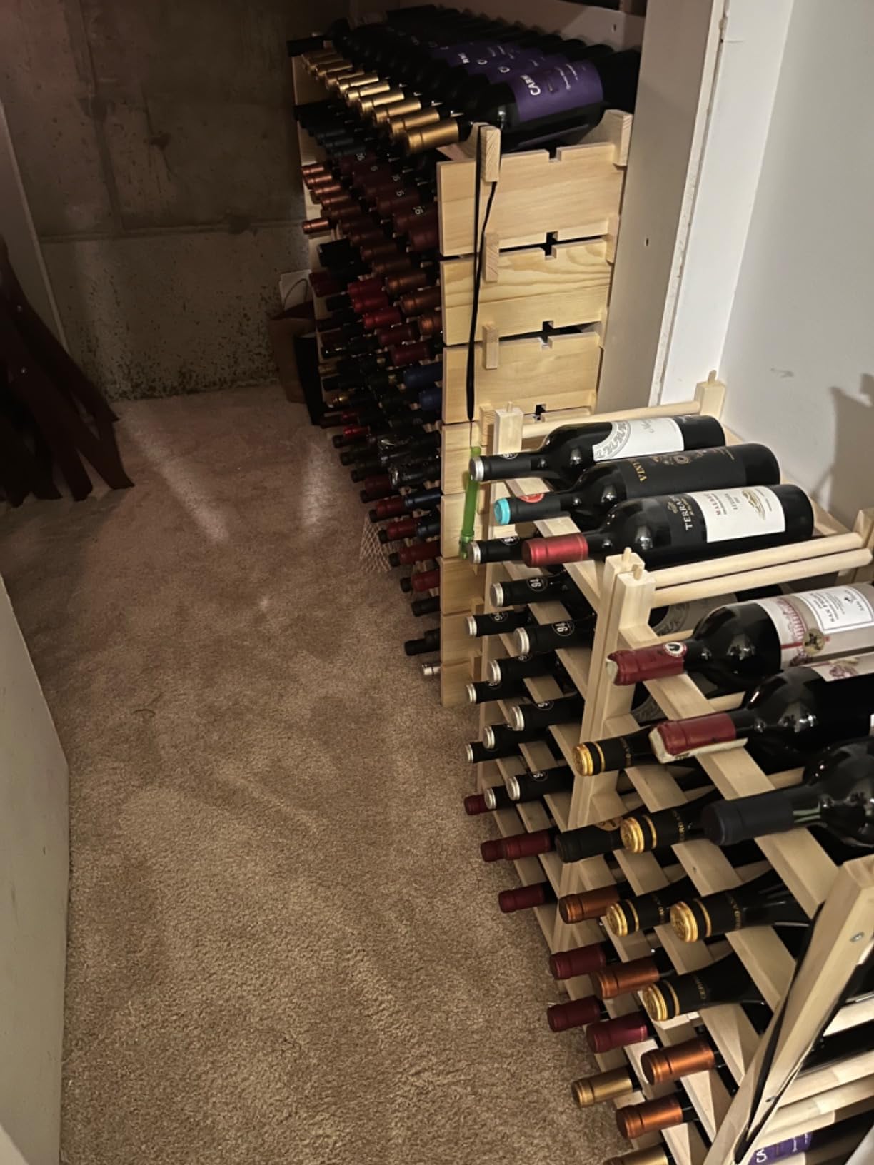 96 Bottles Stackable Modular Wine Rack, 8-Tier Wooden Wine Storage Rack Freestanding Wine Holder Display Shelves, Wobble-Free Shelves, Solid Wood customer photo 1