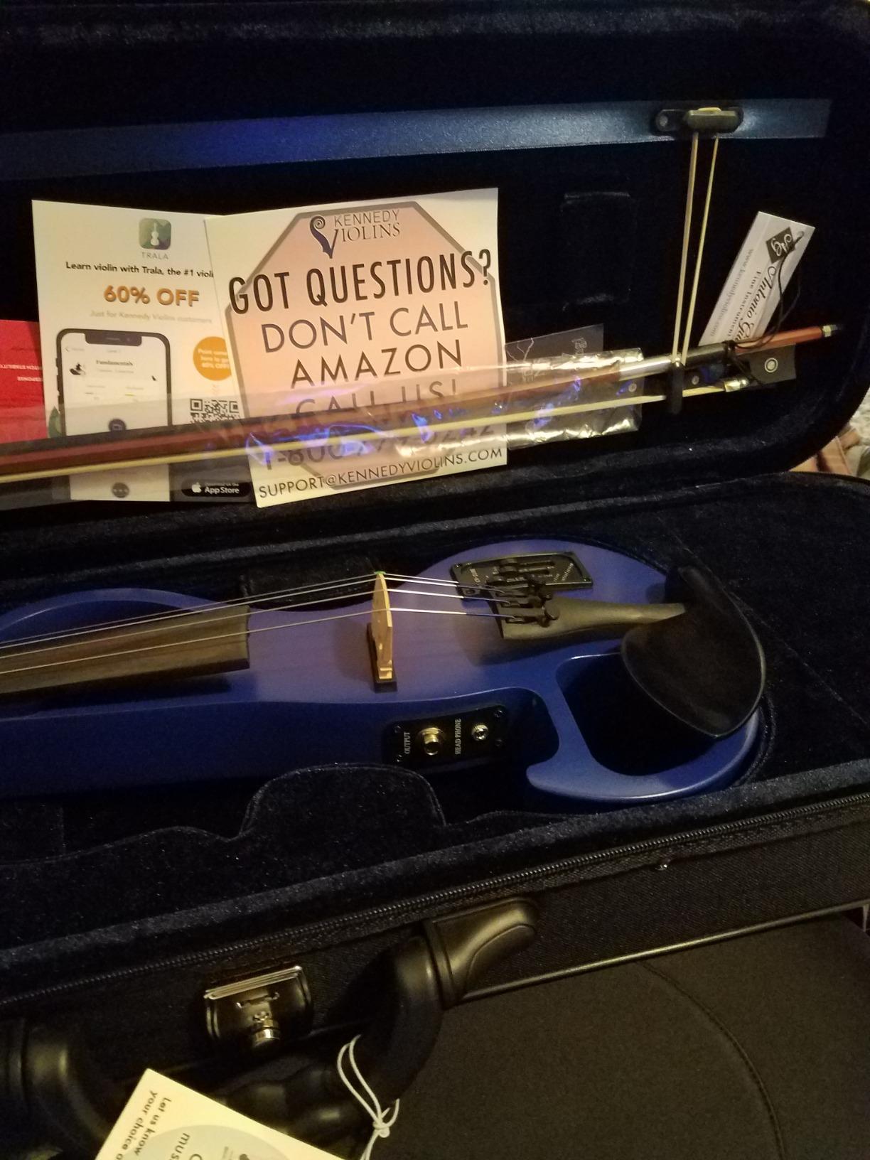 Electric Violin Bunnel Edge Outfit 4/4 Full Size (BLACK) — With Carrying Case and Accessories - Headphone Jack - Piezo Ceramic Pick-up – from Kennedy Violins customer photo 1