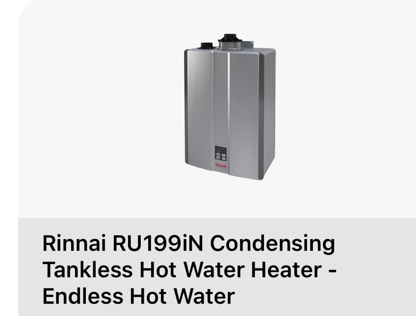 Rinnai RU199iN Condensing Tankless Hot Water Heater, 11 GPM, Natural Gas, Indoor Installation customer photo 1