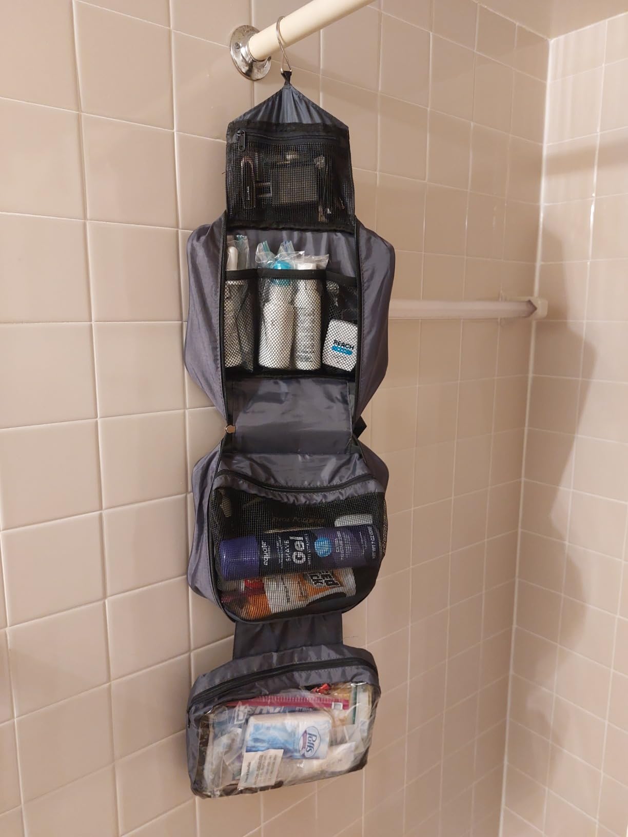 Maliton Toiletry Bag for Men & Women Travel Toiletry Bag Hanging Toiletry Bag Hygiene Bag with 4 Compartments Waterproof Bathroom Shower Bag for Traveling(Black) customer photo 2