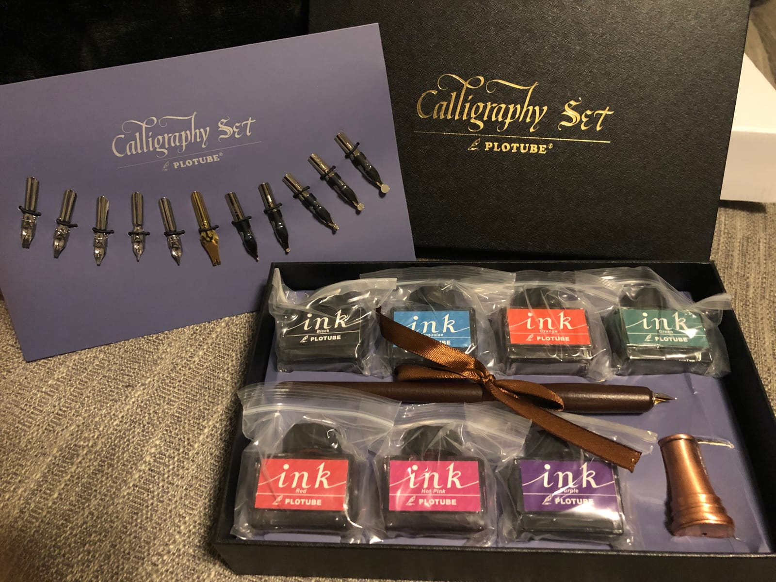 Plotube Calligraphy Pen Set, 11 Nibs, Black Ink, Pen Stand customer photo 1