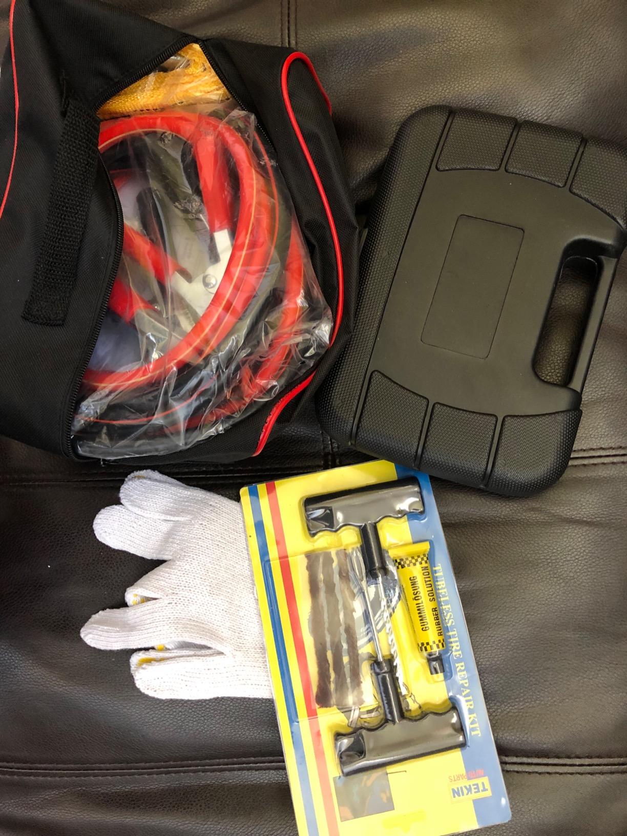 142 PCS Emergency Roadside Kit for Car ,Safety Car Kit with Jumper Cables customer photo 1