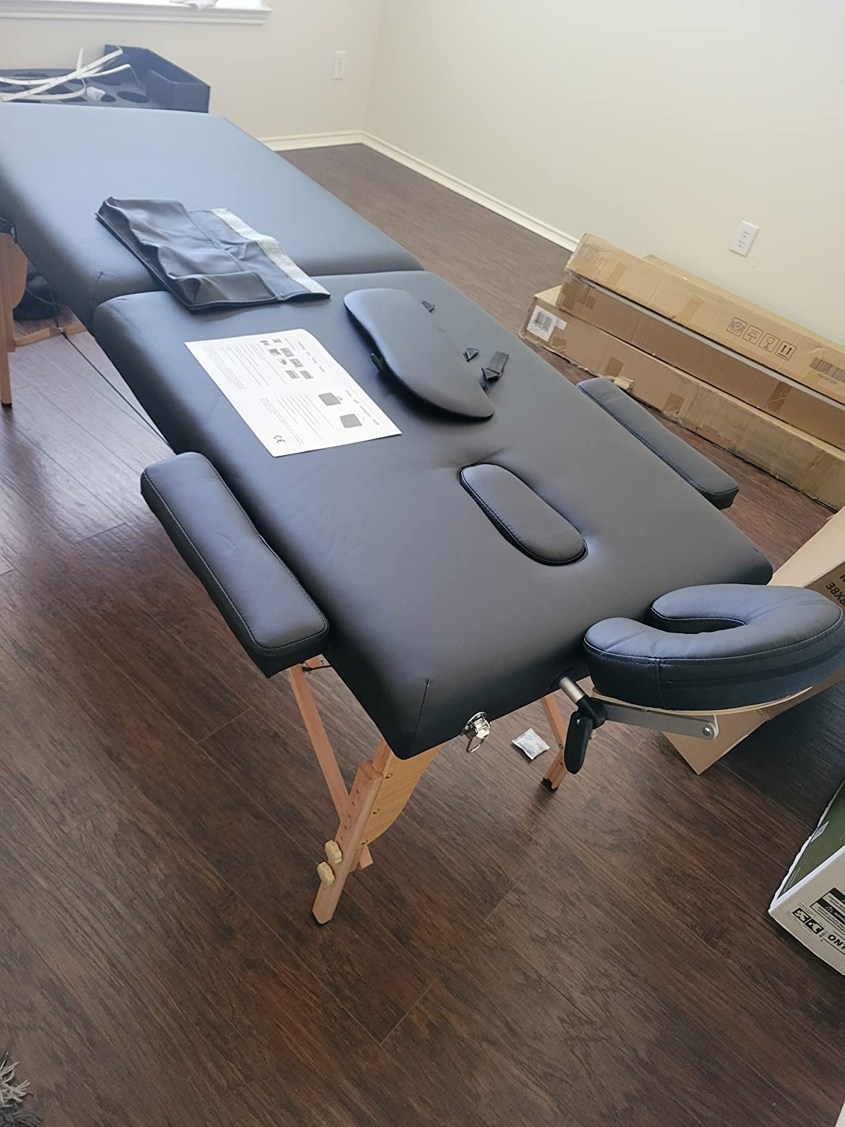 Memory Foam Massage Table Premium Portable Foldable Massage Bed Height Adjustable 72 Inches Long 27 Inches Wide Home Salon Spa Bed Tattoo Table with Accessories & Carrying Case Easy Set Up customer photo 2