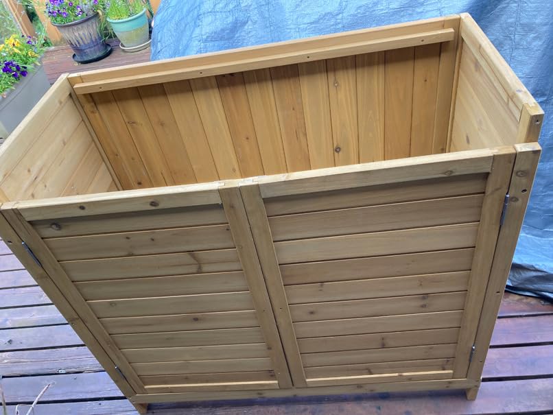 GDLF Outdoor Storage Cabinet with Work Bench, Garden Potting Table, Natural customer photo 1