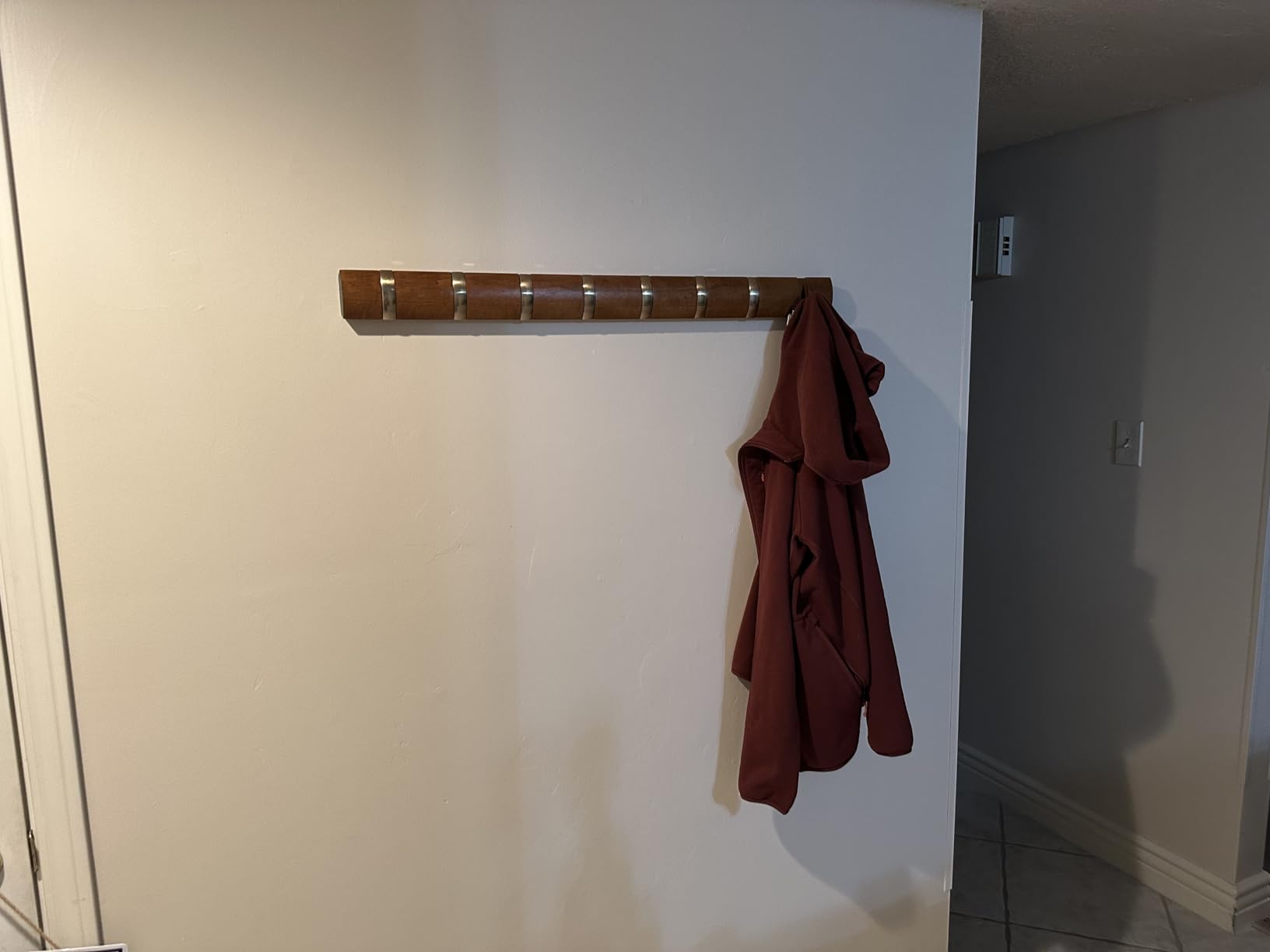 Umbra Flip Coat Rack, Wall Mounted 5-Hook Space Saving, Driftwood/Nickel customer photo 2