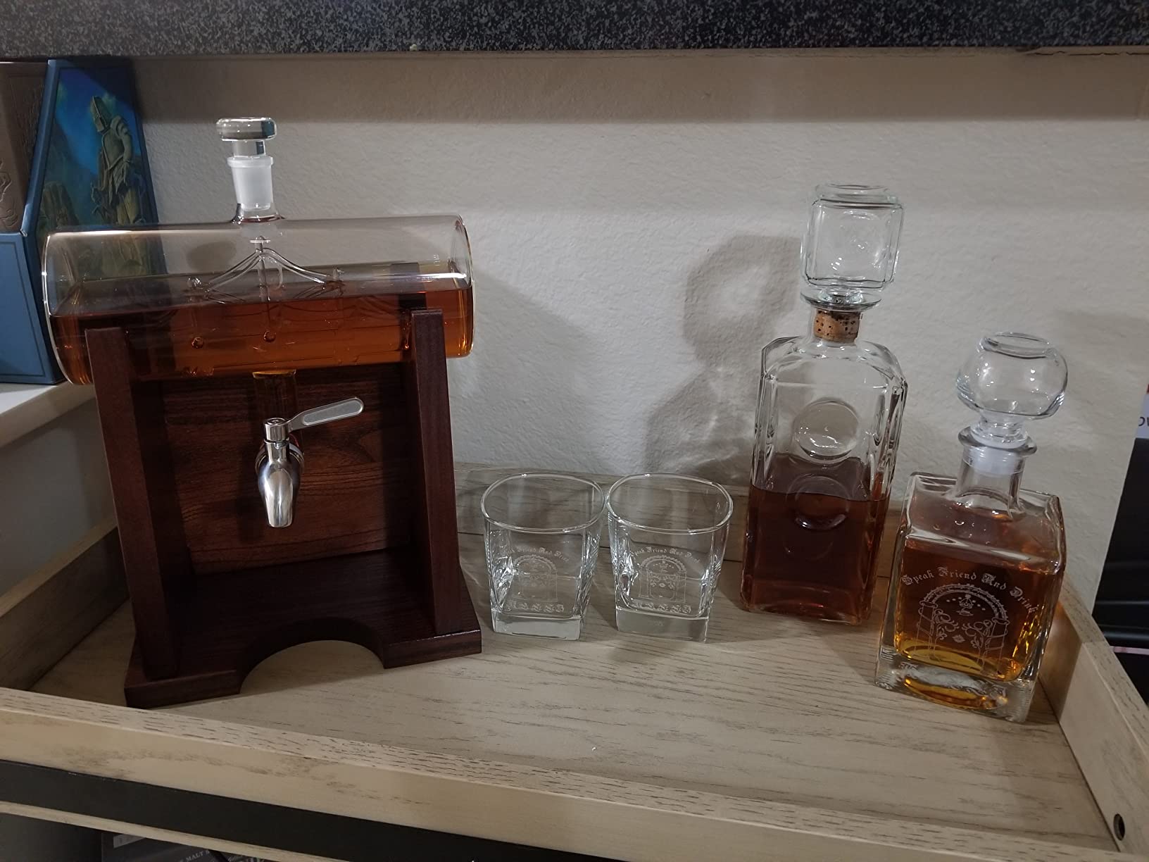 Jillmo Ship Whiskey Decanter Set for Men, 1250ml, 2 Glasses & Wooden Stand customer photo 2
