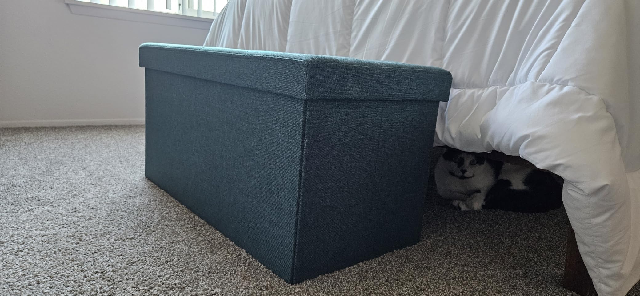 SONGMICS 43.3 Inches Folding Storage Ottoman Bench, Load 660 lb customer photo 1
