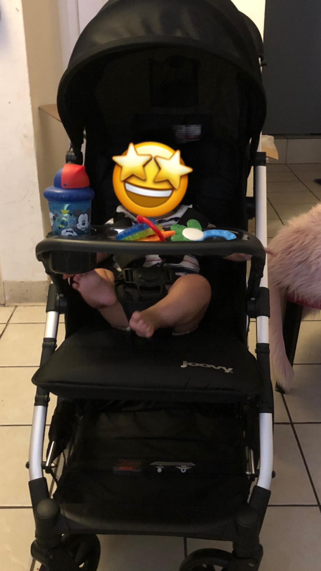 Joovy Kooper Lightweight Baby Stroller Featuring Removable, Swing-Open Tray, Big Wheels, Reclining Seat with Footrest, Extra-Large Retractable Canopy, and Compact Fold (Sand) customer photo 1