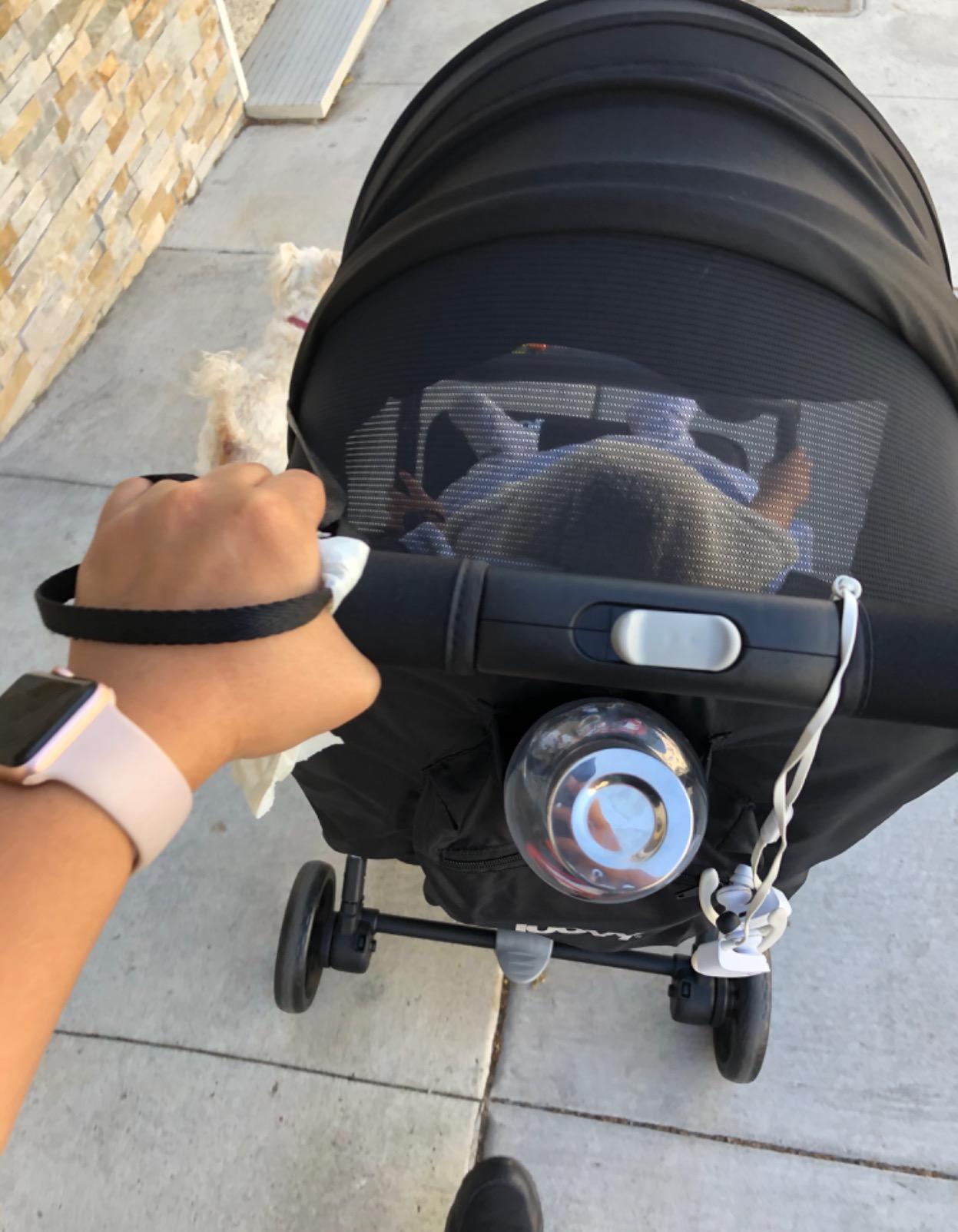 Joovy Kooper Lightweight Baby Stroller Featuring Removable, Swing-Open Tray, Big Wheels, Reclining Seat with Footrest, Extra-Large Retractable Canopy, and Compact Fold (Sand) customer photo 2