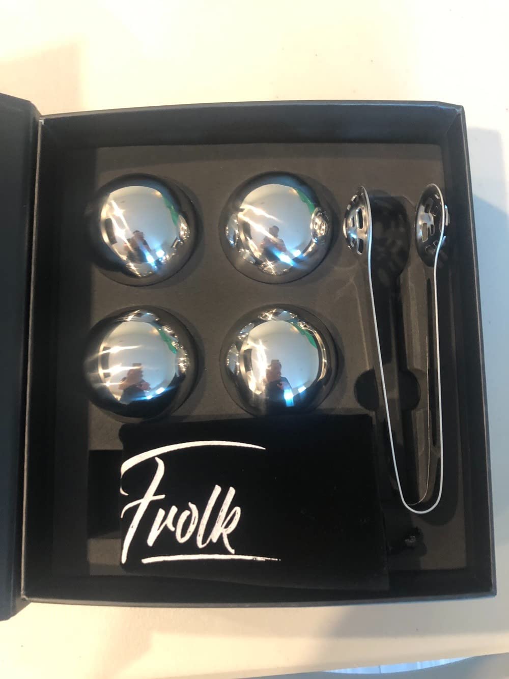 Gifts for Him - Men Dad Husband - 4 XL Stainless Steel Whisky Ice Balls, Special Tongs & Freezer Pouch in Luxury Gift Box for Whiskey Lovers customer photo 2