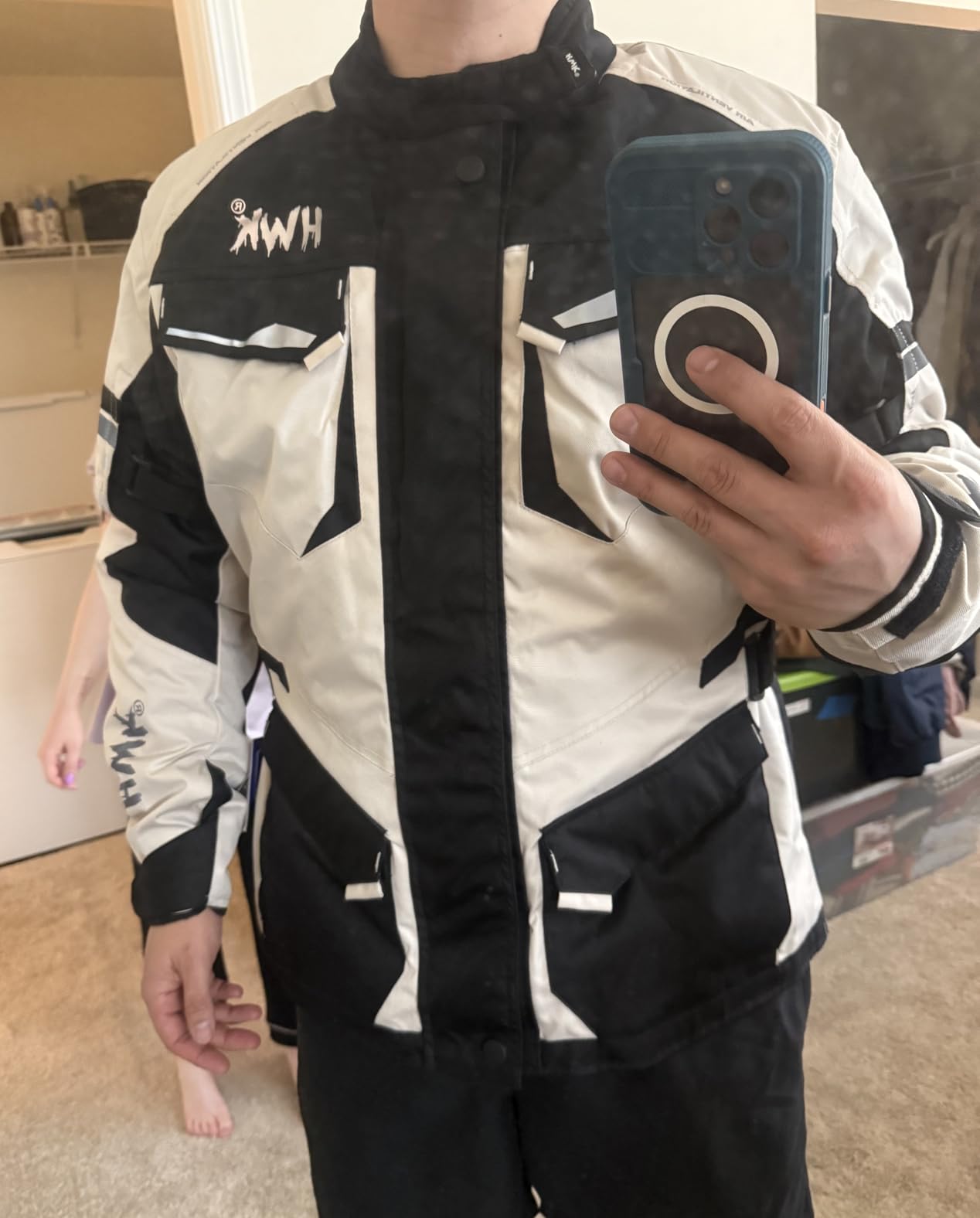 HWK Men's Motorcycle Jacket - Black, XL | Cordura, CE Armor customer photo 2