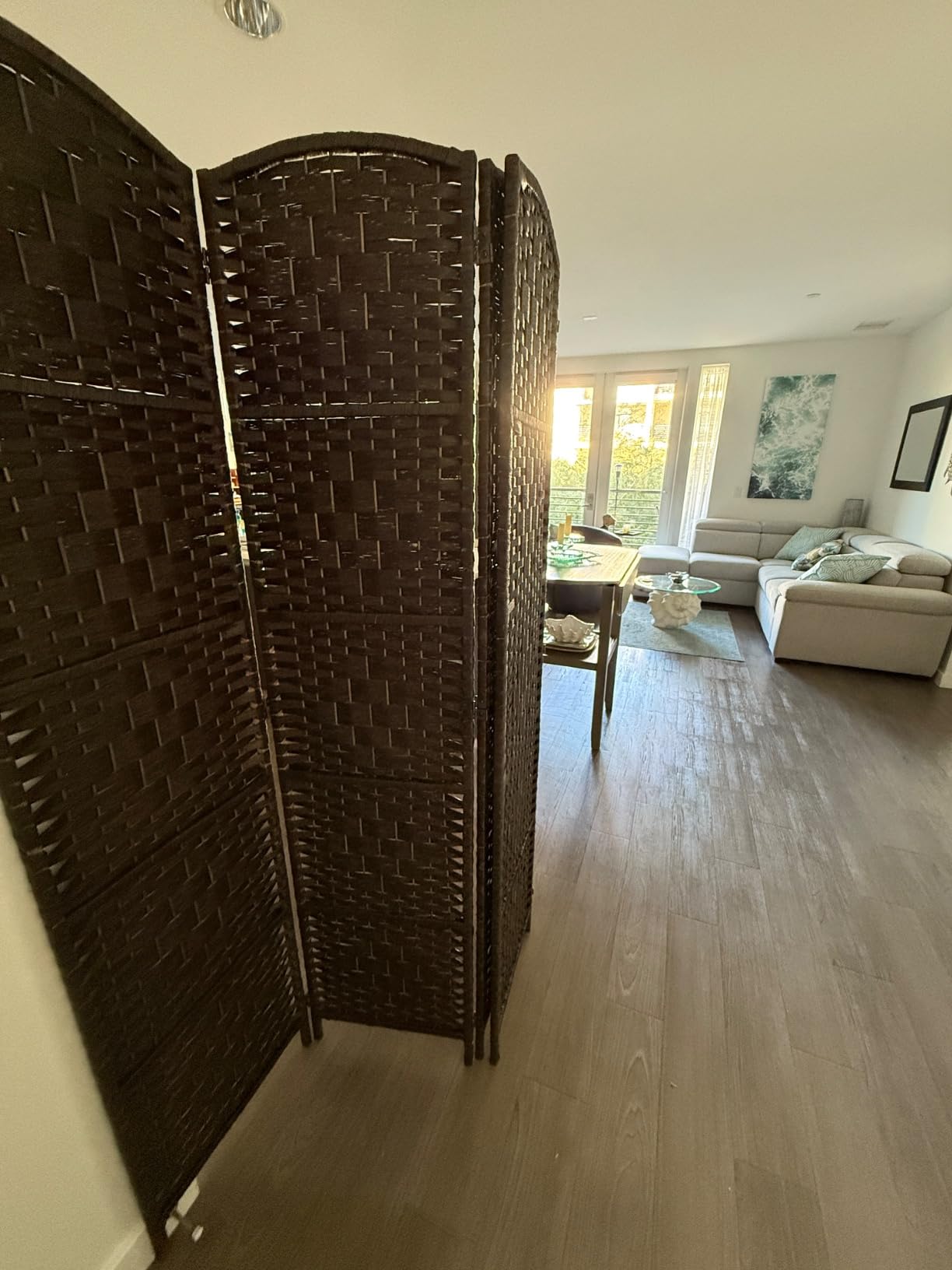 RHF Room Divider Panel,4 Panel Partition Room Dividers Screen, Dark Mocha customer photo 1