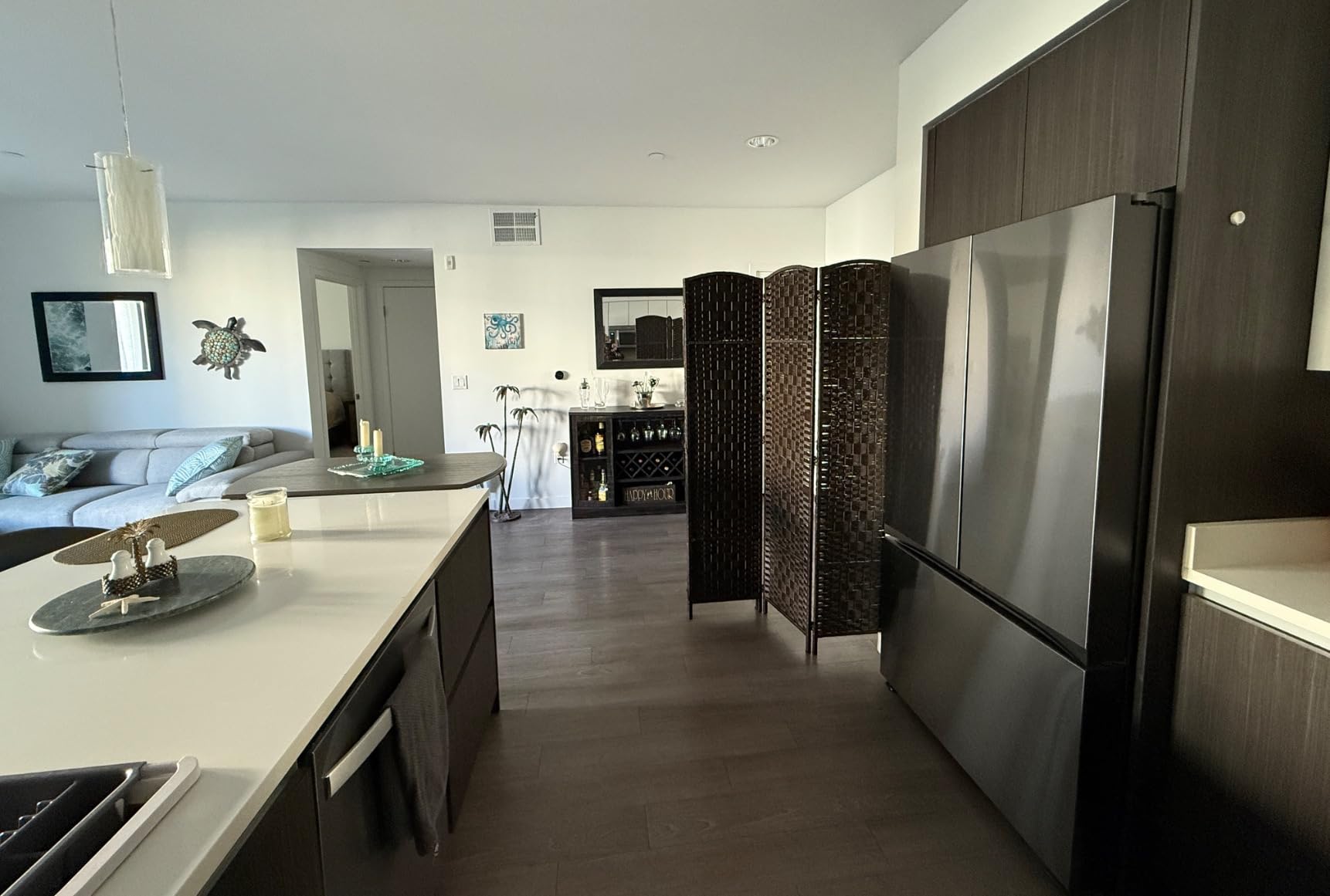 RHF Room Divider Panel,4 Panel Partition Room Dividers Screen, Dark Mocha customer photo 2