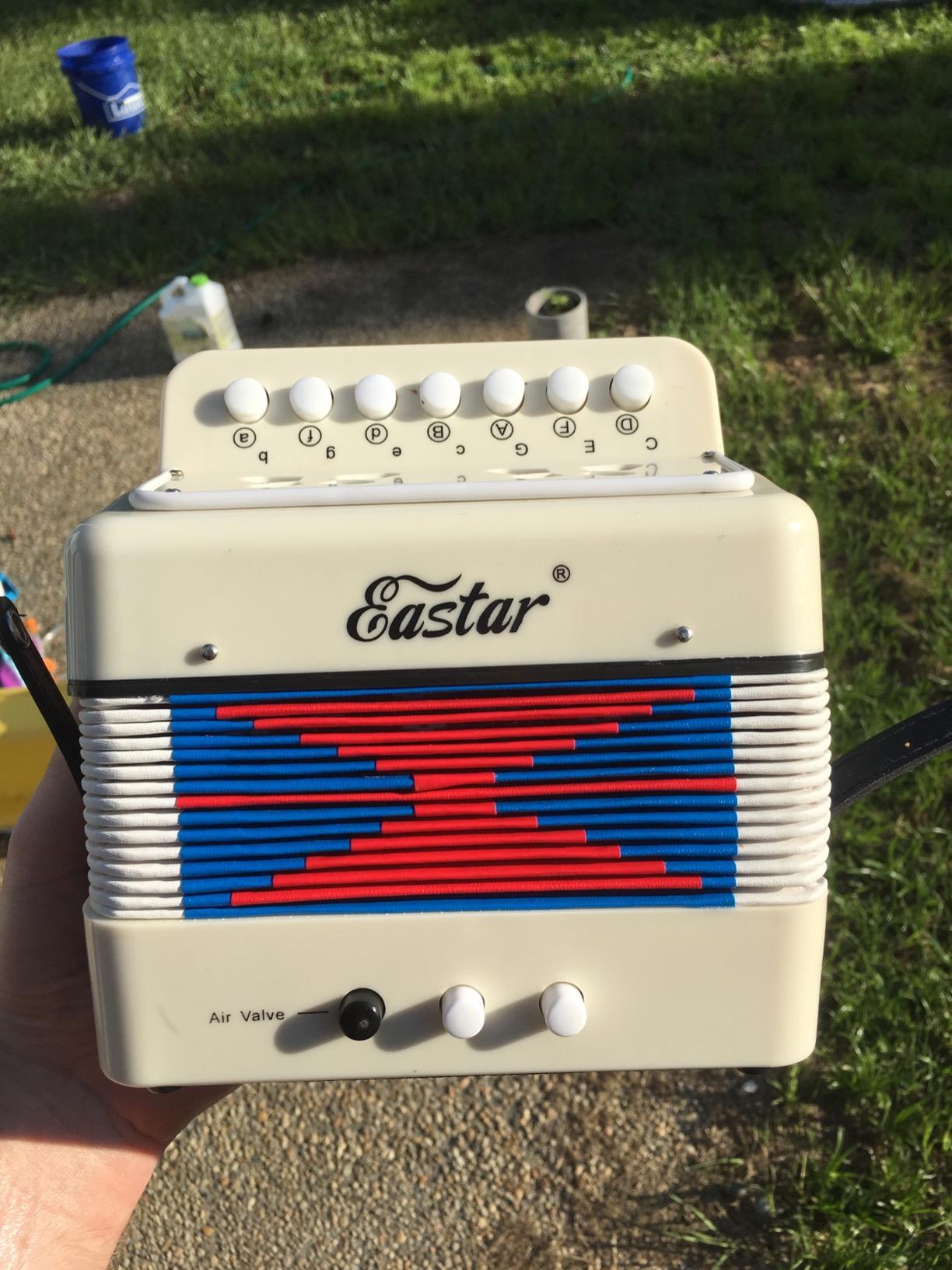 Eastar Kids Accordion Toy Accordion Mini Musical Instruments 10 Keys Button for Children Kids Toddlers Beginners (White) customer photo 2