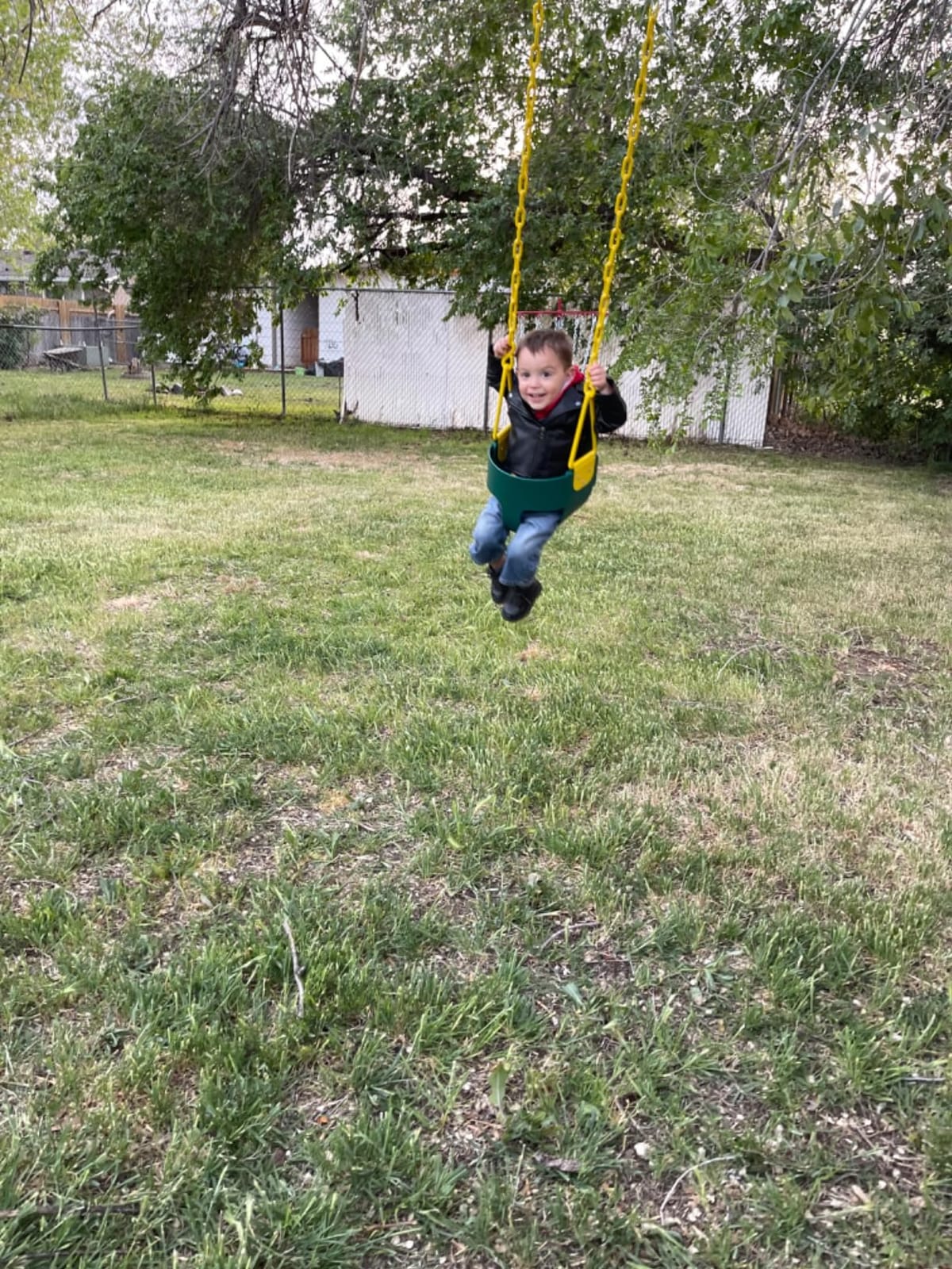 Deluxe High Back Full Bucket Toddler Swing with Pinch Protection, Green customer photo 2