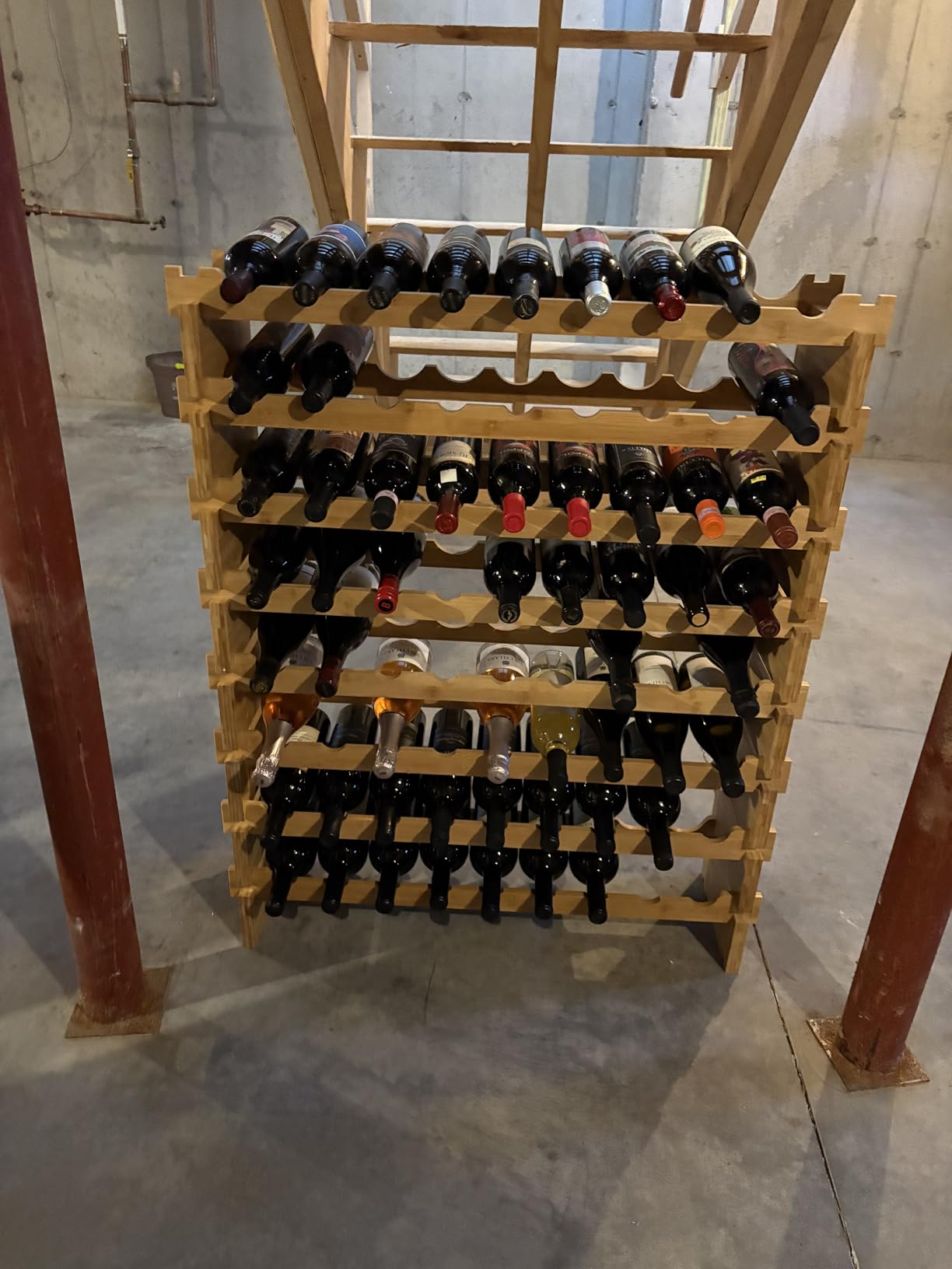 DECOMIL - 72 Bottle Stackable Modular Wine Rack Wine Storage Rack Solid Bamboo Wine Holder Display Shelves, Wobble-Free (Eight-Tier, 72 Bottle Capacity) customer photo 1