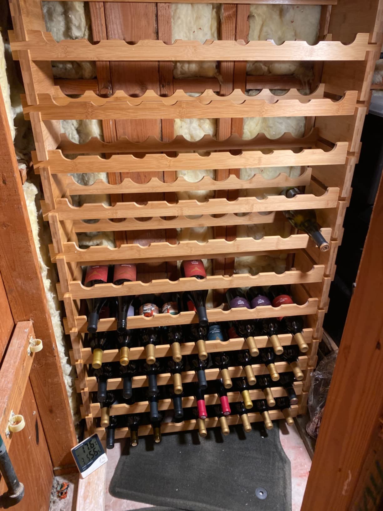 DECOMIL - 72 Bottle Stackable Modular Wine Rack Wine Storage Rack Solid Bamboo Wine Holder Display Shelves, Wobble-Free (Eight-Tier, 72 Bottle Capacity) customer photo 2
