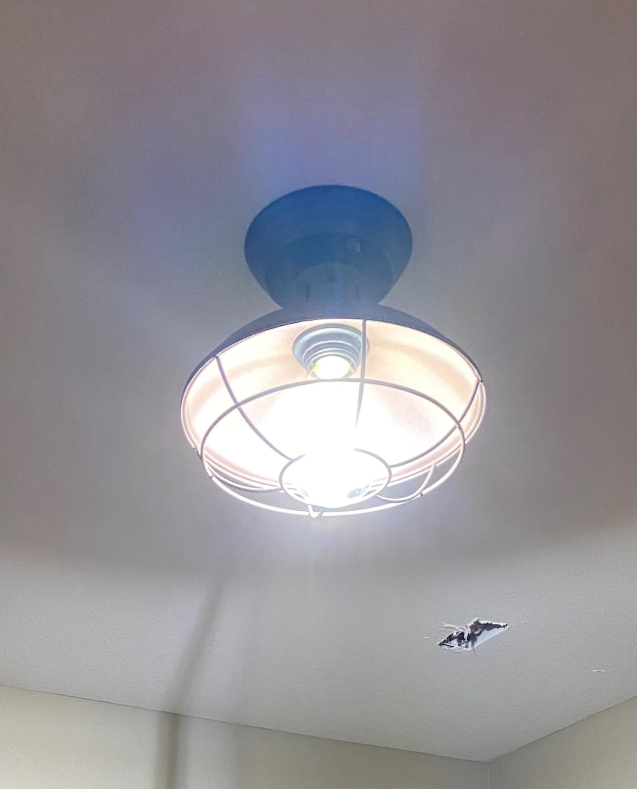 Farmhouse Flush Mount Ceiling Light - Easric Industrial Ceiling Light Fixture Rustic Black Metal Cage Close to Ceiling Lamp E26 Base for Hallway Foyer Kitchen Porch customer photo 2