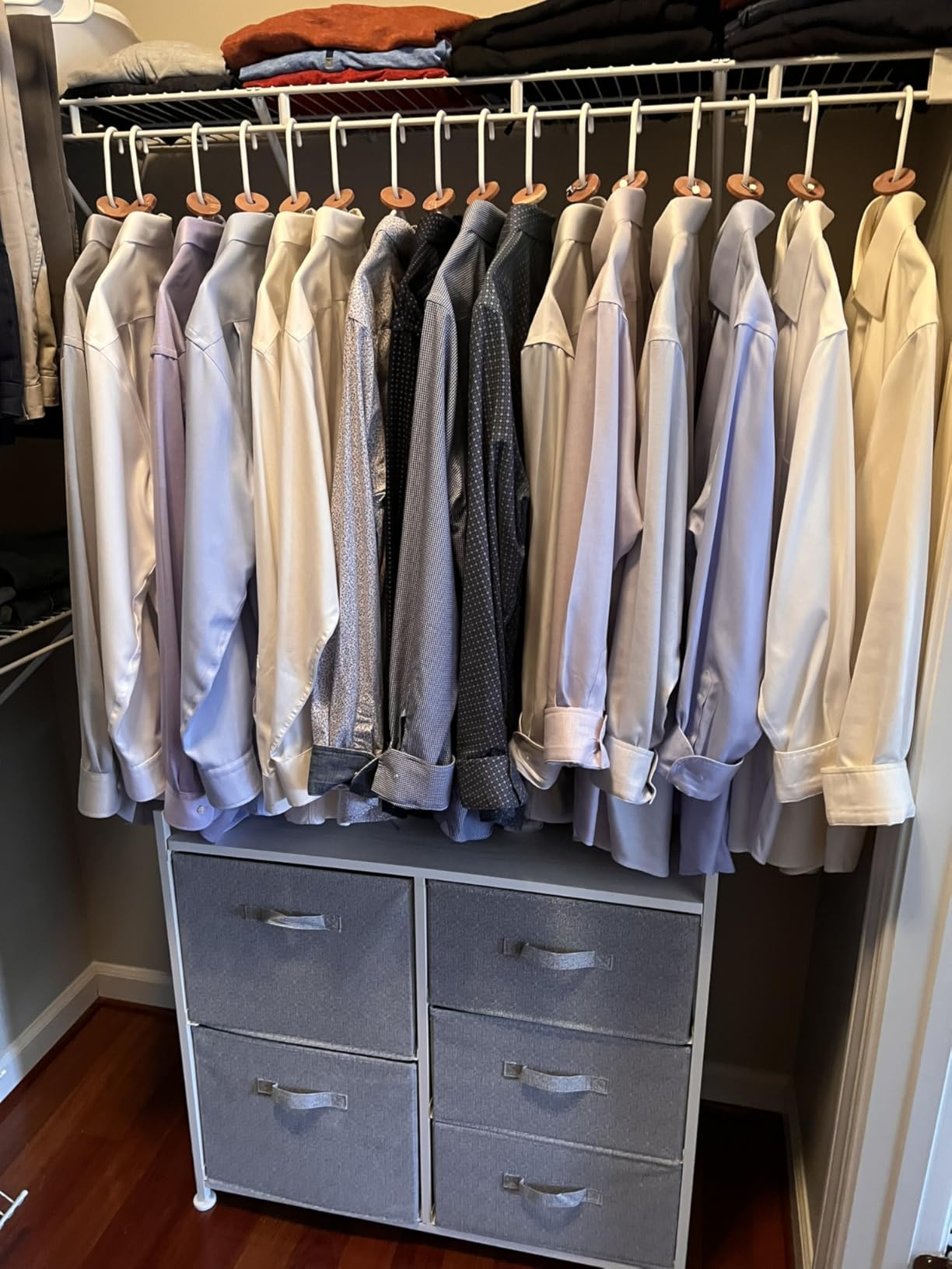 Amazon Basics Bedroom Closet Organizer with 5-Fabric Storage Drawers for Clothes Storage, White customer photo 1