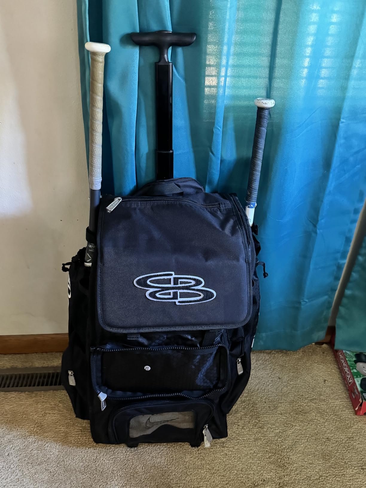 Boombah Rolling Superpack Baseball/Softball Gear Bag - Multiple Colors - Telescopic Handle and Holds 4 Bats - Wheeled Version customer photo 2