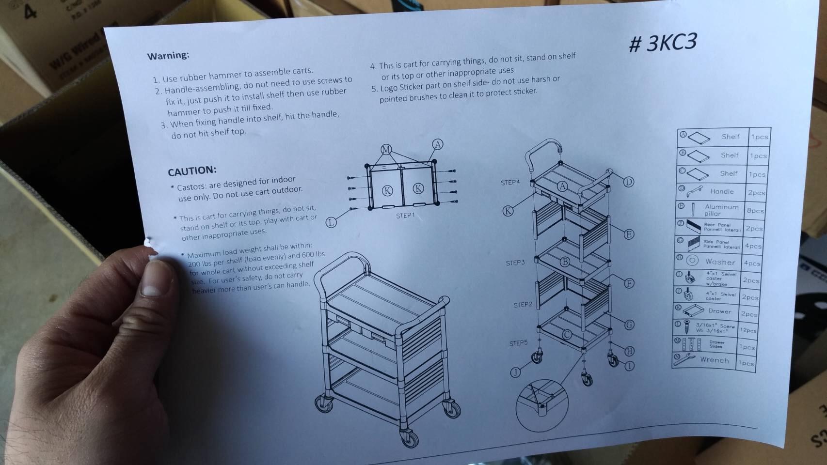 JaboEquip Large Lockable Medical Cart 3 Shelf Hospital Cart Overall Size L34.43xD19.69 inch, JBG-3D2, 606 lbs Load Cap. Light Grey Color customer photo 1