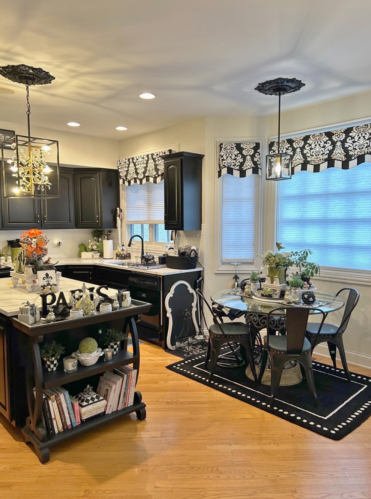 1 Light Farmhouse Pendant Lighting Black Cage Chandelier Glass Shade Contemporary Modern Kitchen Island Lights Fixtures Ceiling Hanging Dining Room Living Room customer photo 2