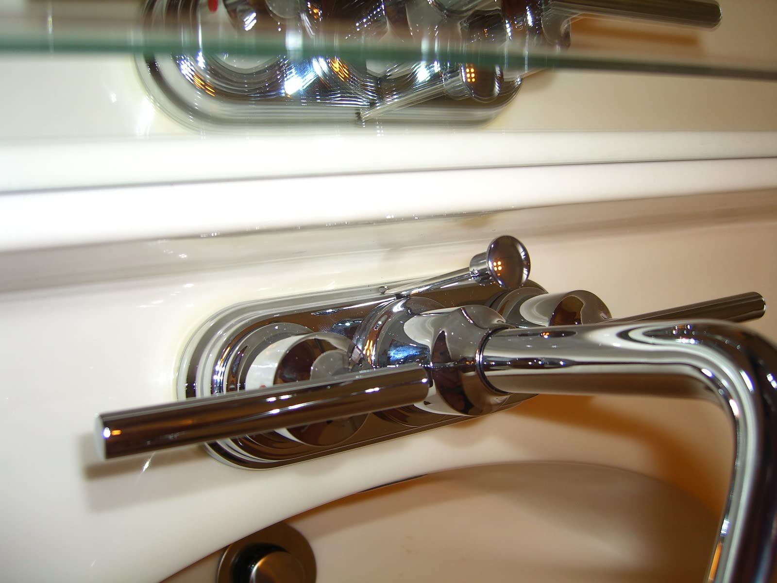 WOWOW Brushed Nickel Bathroom Faucet 3 Hole, Widespread Vanity Sink Faucets customer photo 1
