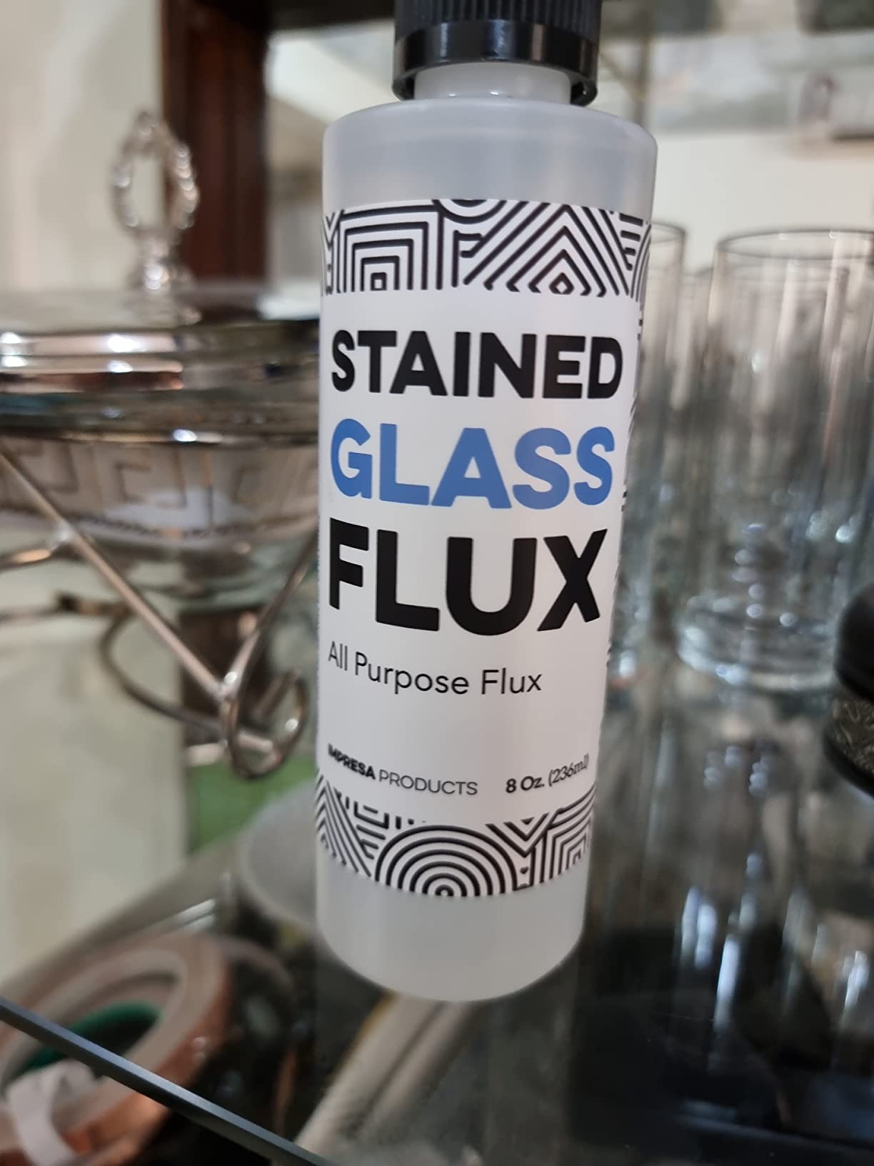 IMPRESA Liquid Zinc Flux for Stained Glass Supplies - 8 Oz Bottle - Water-Soluble Formula & Brush Included - Compatible with Copper, Zinc & Lead Foil for Stained Glass Soldering customer photo 2