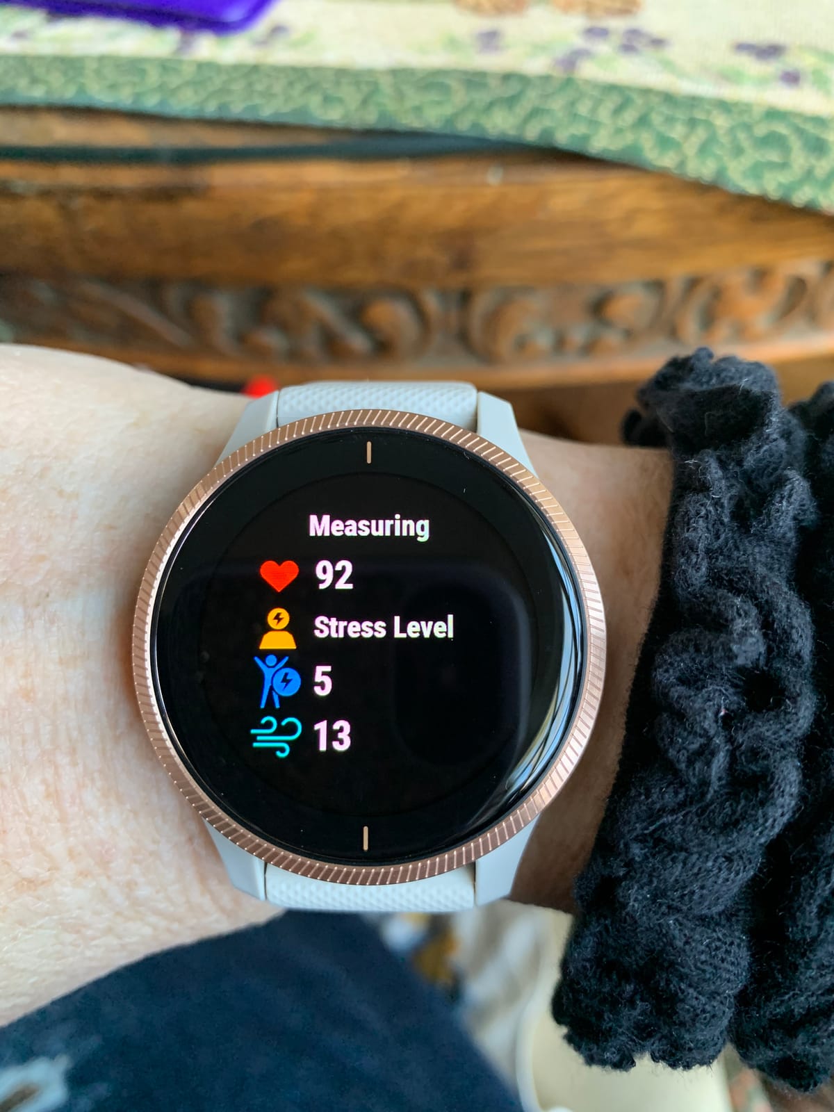 Garmin 010-02173-11 Venu, GPS Smartwatch with Bright Touchscreen Display, Features Music, Body Energy Monitoring, Animated Workouts, Pulse Ox Sensor and More, Black customer photo 2