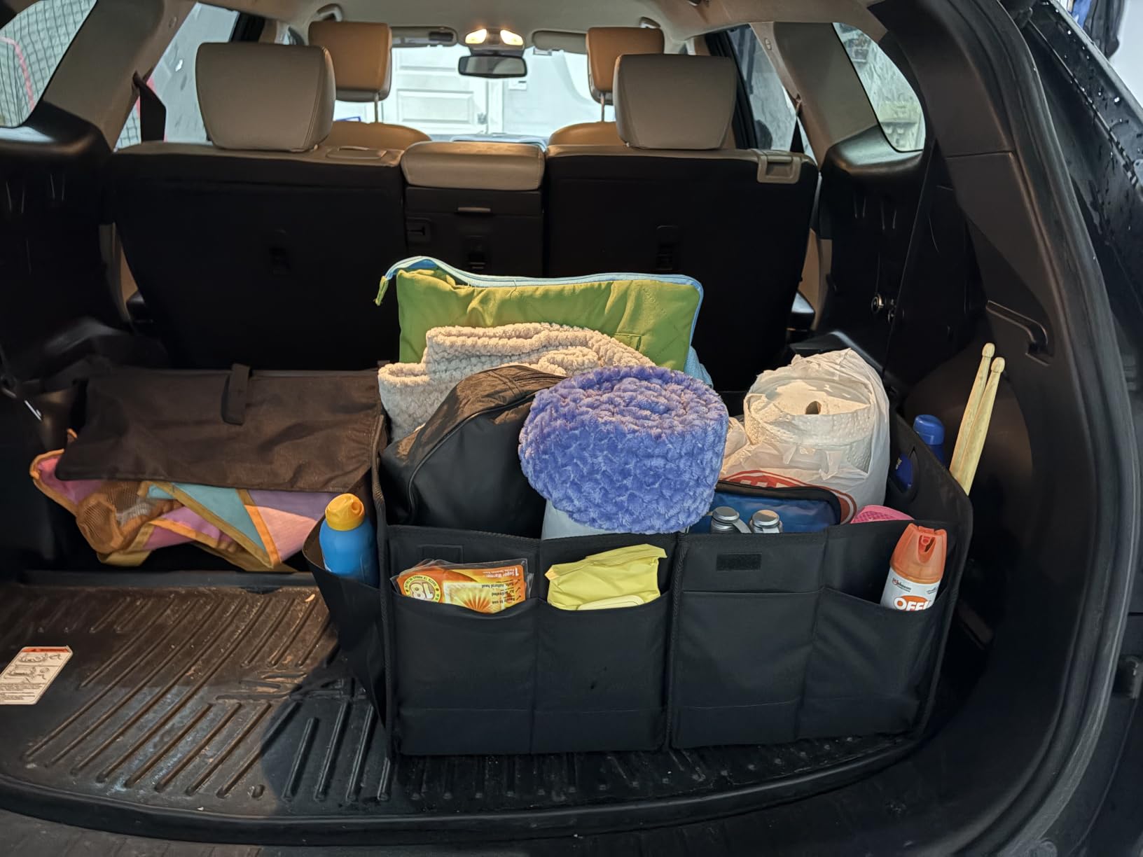 Homeve Car Trunk Organizer for SUV, 18.5Gal Large Capacity No-Sag Heavy Duty, Foldable Waterproof Anti-Slip Storage with 12 Pockets, Fit Sedan,Truck, Universal Car Accessories, Black, Large, 2 Compart customer photo 2