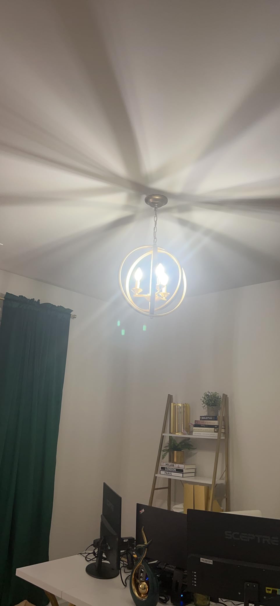 KSANA Gold Orb Chandelier Modern Globe 3 Light Fixture for Dining & Living Room, Bedroom, Foyer and Kitchen customer photo 1