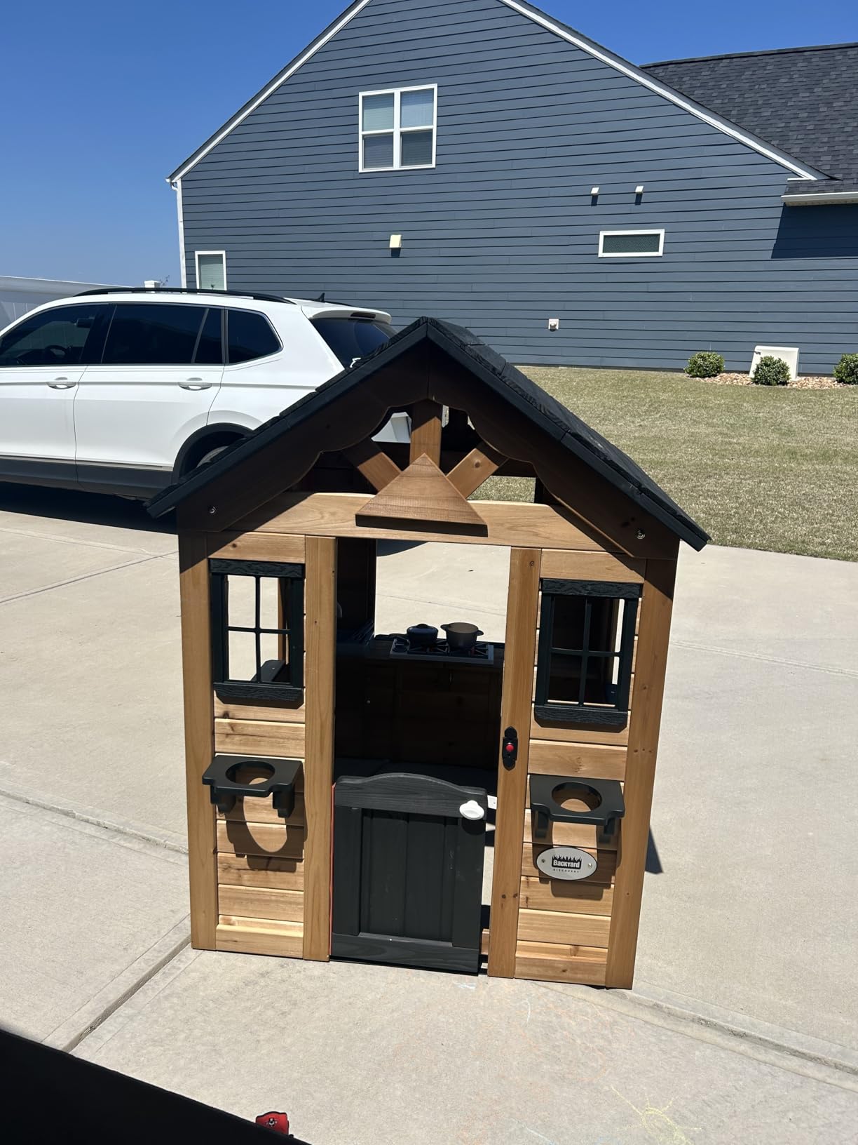 Backyard Discovery Sweetwater Cedar Wooden Kids Playhouse Cottage with Play Kitchen, Snack Bar, Half Door, Toy Phone, Windows, Flowerpot Holders, and Working Doorbell for Outdoor Imaginative Play customer photo 2